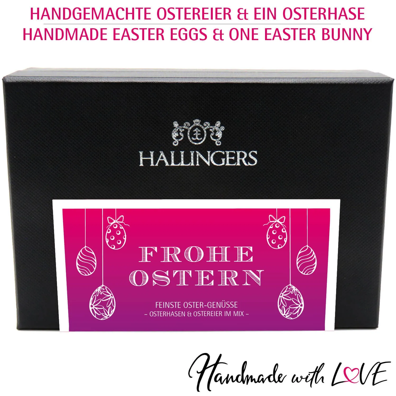 Frohe Ostern (Ostereier & Hase) - Pralinen-Osterei, mit & ohne Alkohol