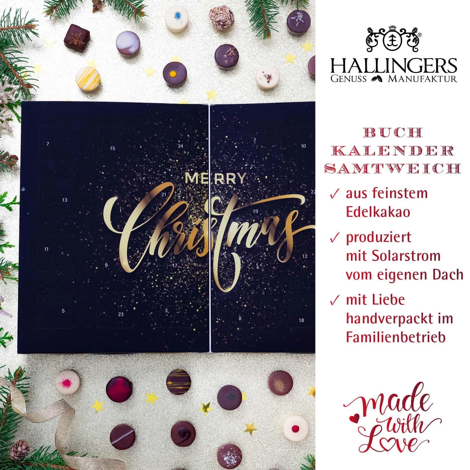 HANDWERK STATT MASSENWARE - Edition \Golden Christmas\: Vergiss billig produzierte Standard-Pralinen mit schöner Verpackung - entscheidend ist nicht nur der erste Eindruck, sondern der Geschmack, der noch lange in Erinnerung bleibt