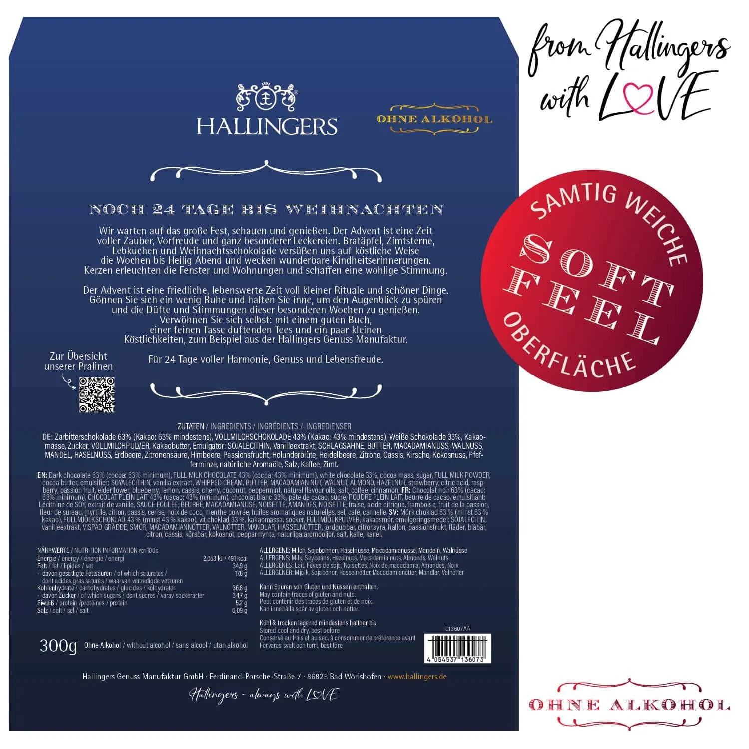 Adventskalender Christmas Time - Pralinen, ohne Alkohol handmade