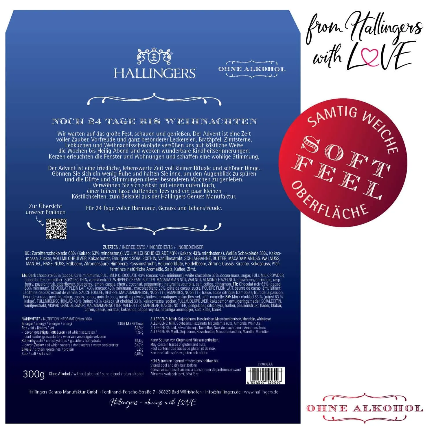 Adventskalender Waldweihnacht - Pralinen, ohne Alkohol handmade