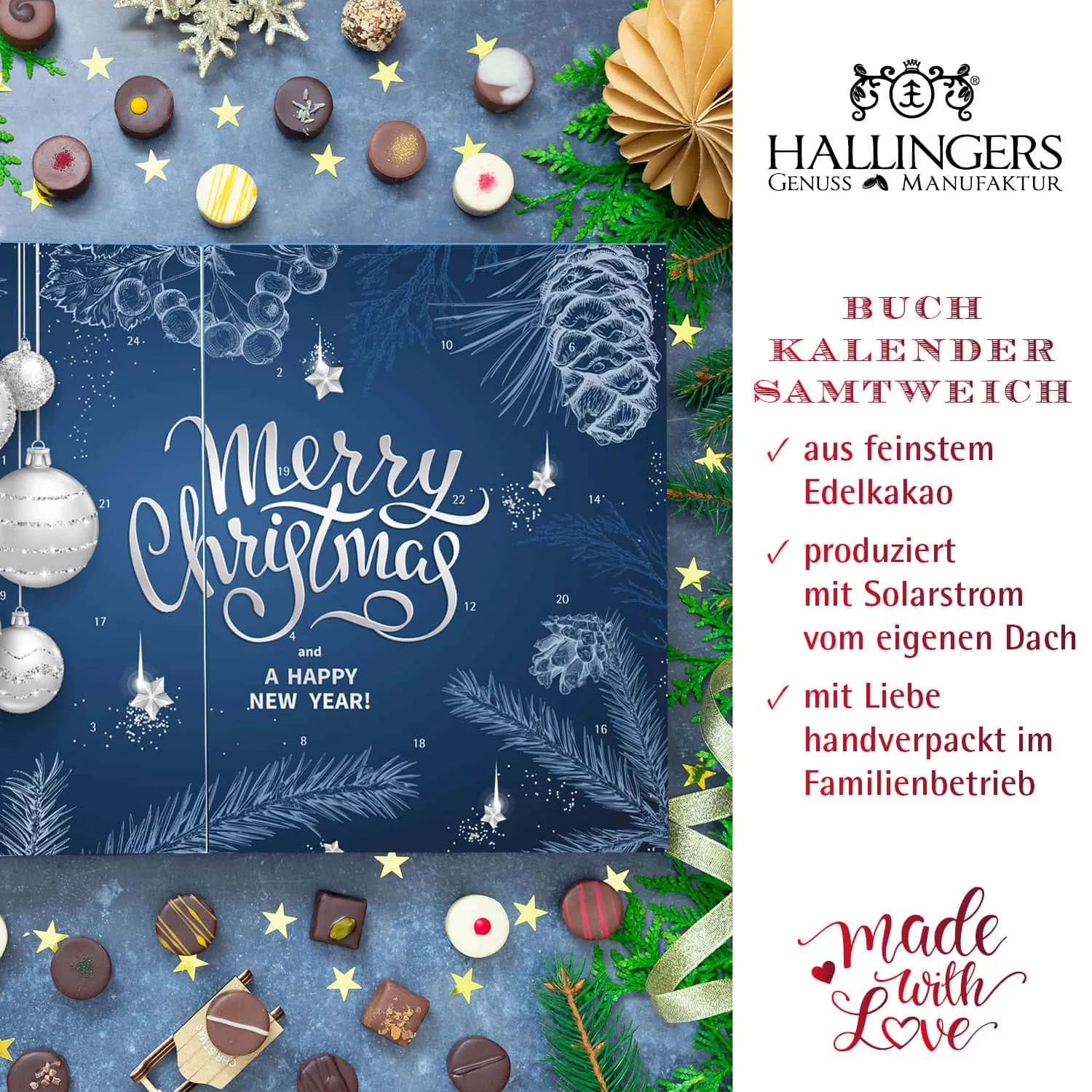 HANDWERK STATT MASSENWARE - Edition \Blue Christmas\: Vergiss billig produzierte Standard-Pralinen mit schöner Verpackung - entscheidend ist nicht nur der erste Eindruck, sondern der Geschmack, der noch lange in Erinnerung bleibt