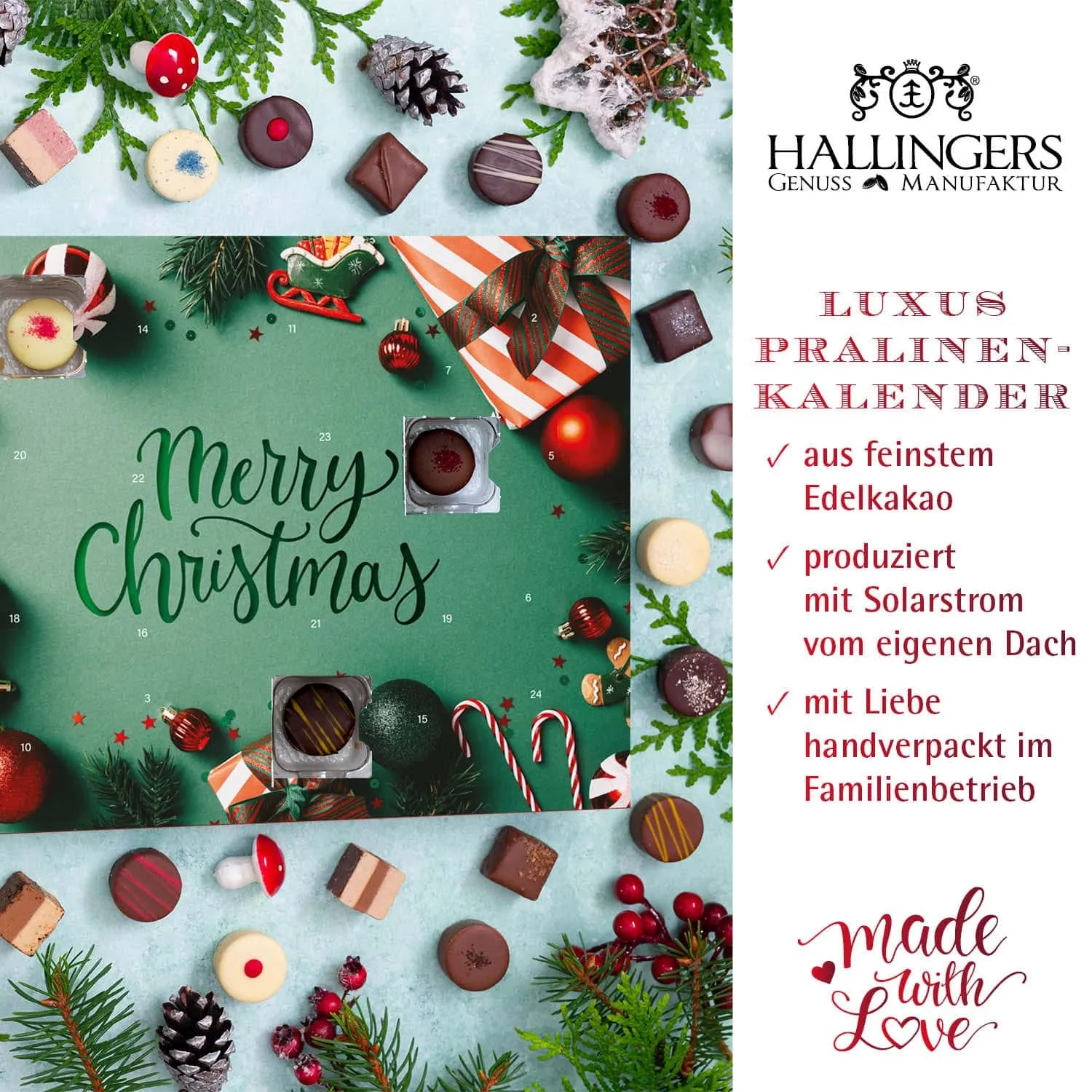 HANDWERK STATT MASSENWARE - Edition \Retro Christmas\: Vergiss billig produzierte Standard-Pralinen mit schöner Verpackung - entscheidend ist nicht nur der erste Eindruck, sondern der Geschmack, der noch lange in Erinnerung bleibt