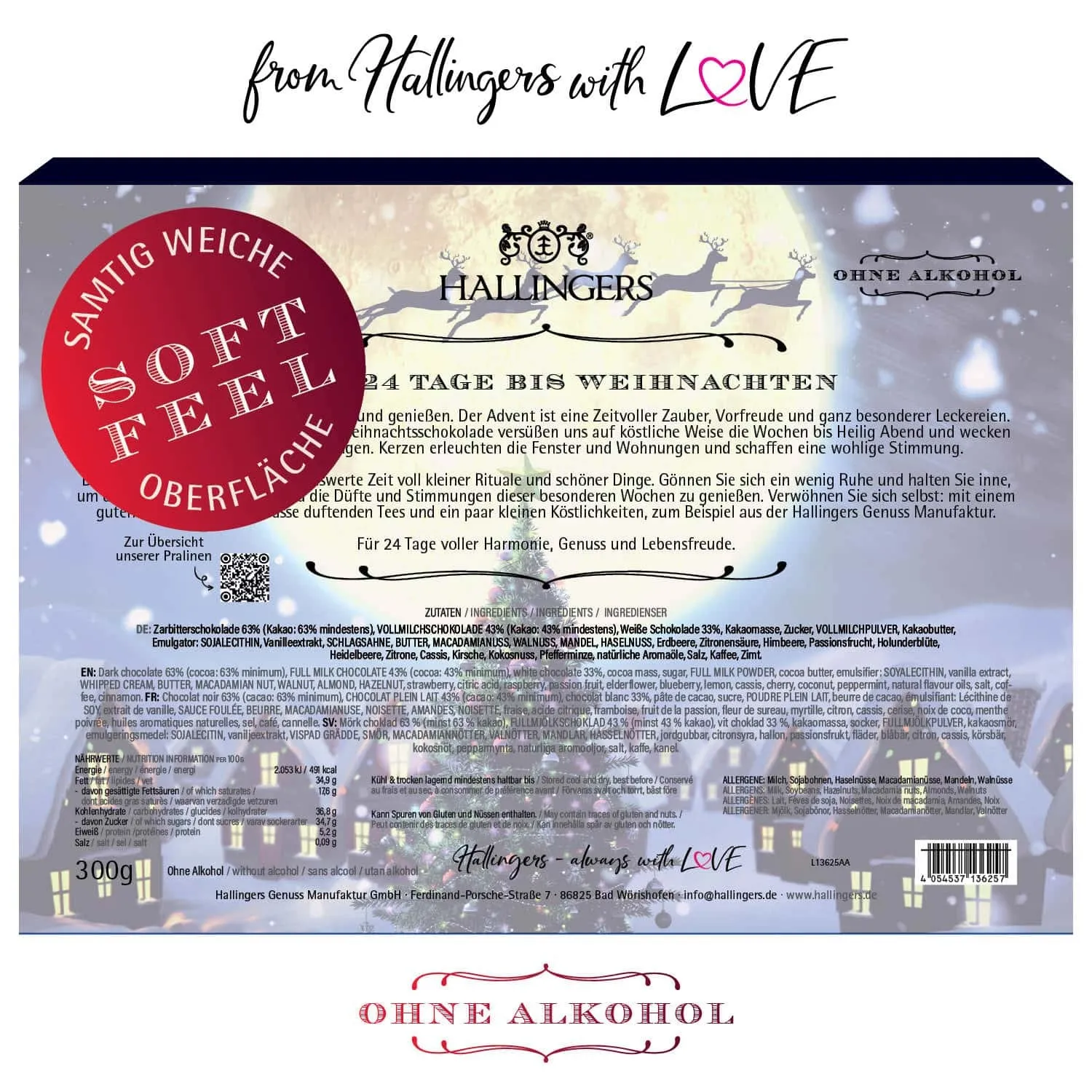 Adventskalender Magische Reise - Pralinen, ohne Alkohol handmade