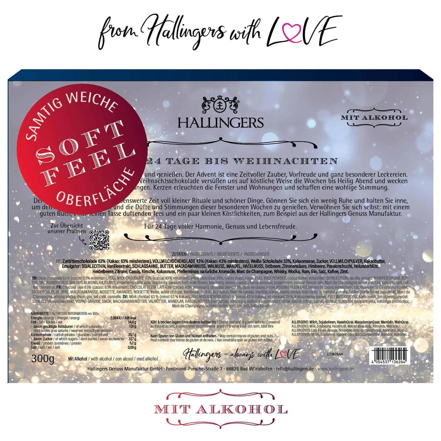 Adventskalender Glitzertanne - Pralinen, mit & ohne Alkohol