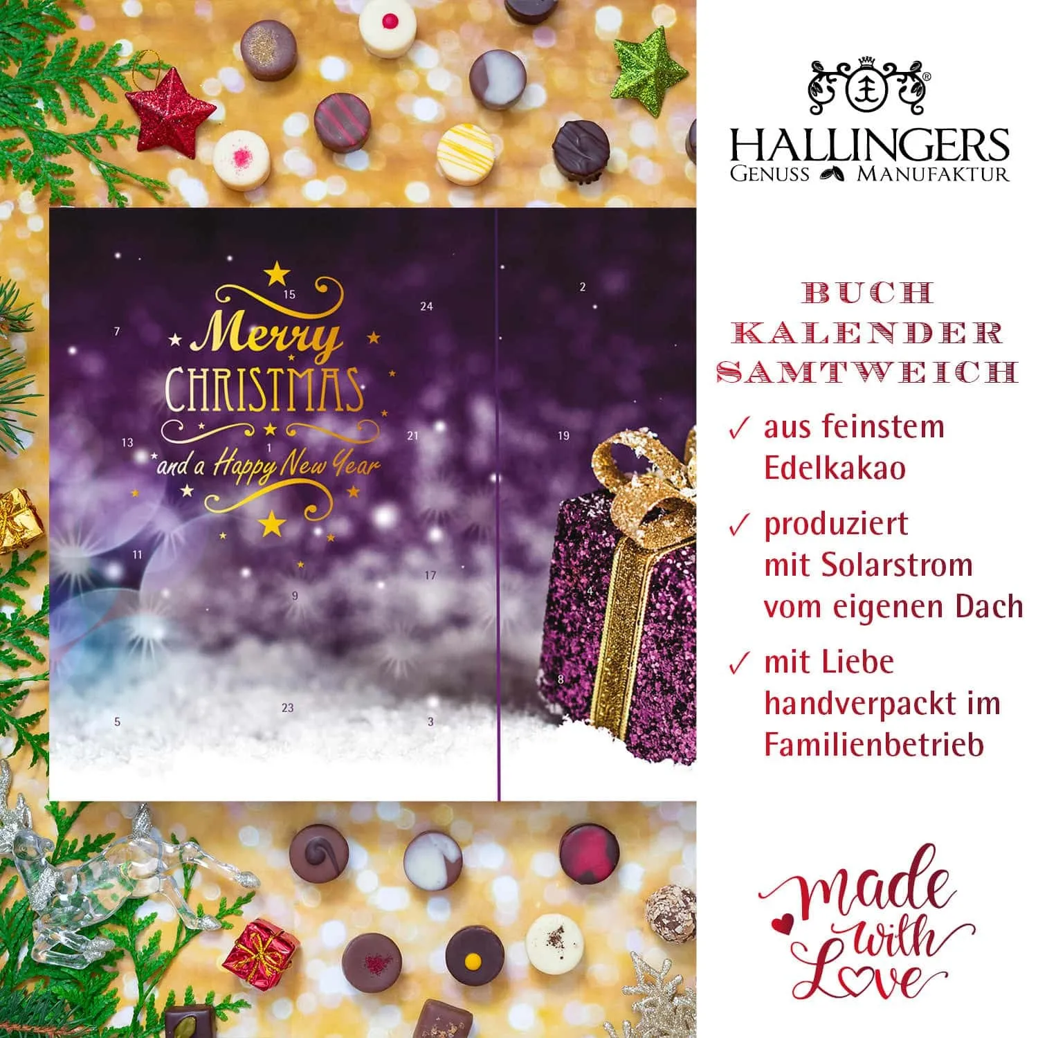 HANDWERK STATT MASSENWARE - Edition \Frohe Weihnachten\: Kein veganer Kompromiss, sondern Pralinen auf einem Niveau, das selbst überzeugte Schokoladenliebhaber überrascht und industrielle Standardware alt aussehen lässt
