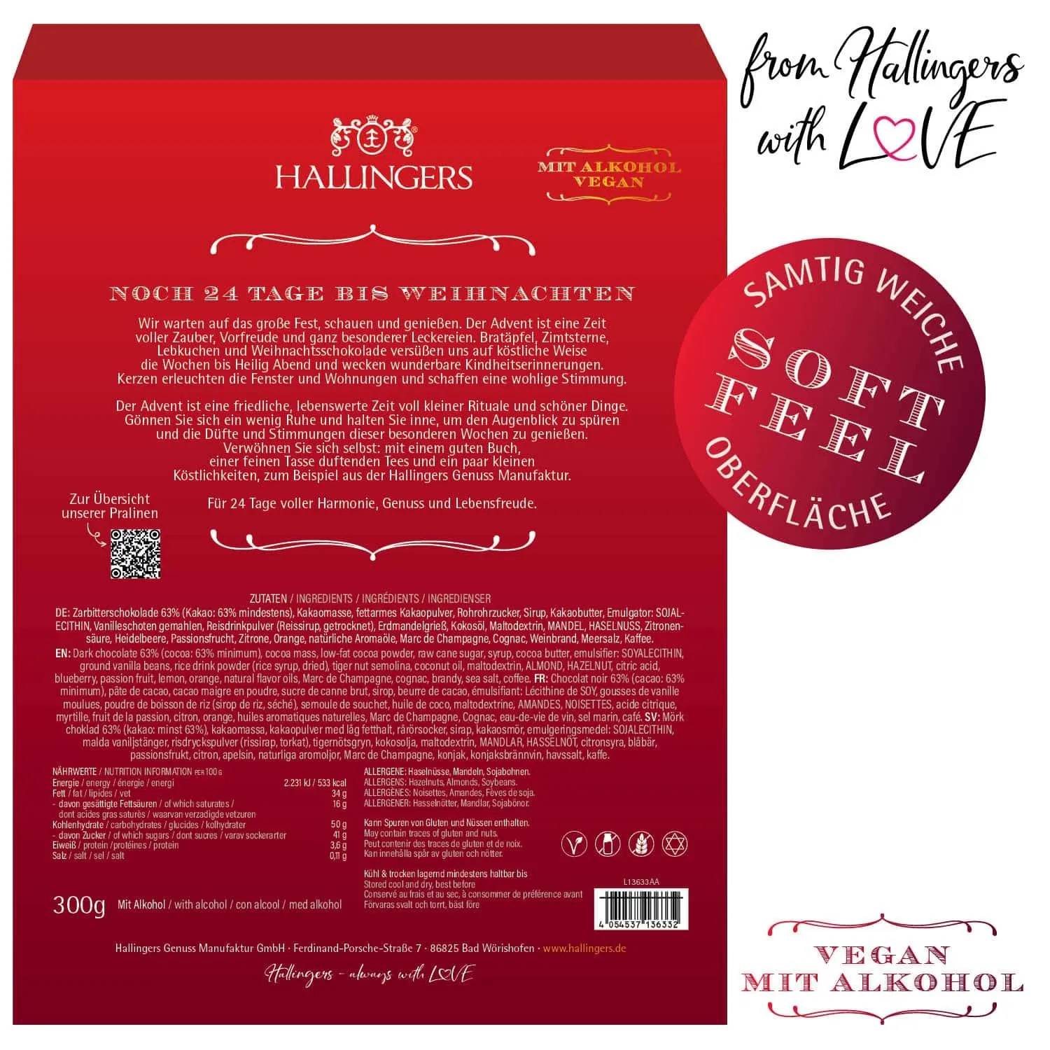 Adventskalender Sweet Christmas - Vegane Pralinen, mit & ohne Alkohol
