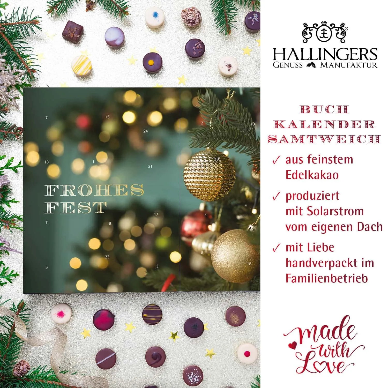 HANDWERK STATT MASSENWARE - Edition \Weihnachtsstimmung\: Kein veganer Kompromiss, sondern Pralinen auf einem Niveau, das selbst überzeugte Schokoladenliebhaber überrascht und industrielle Standardware alt aussehen lässt
