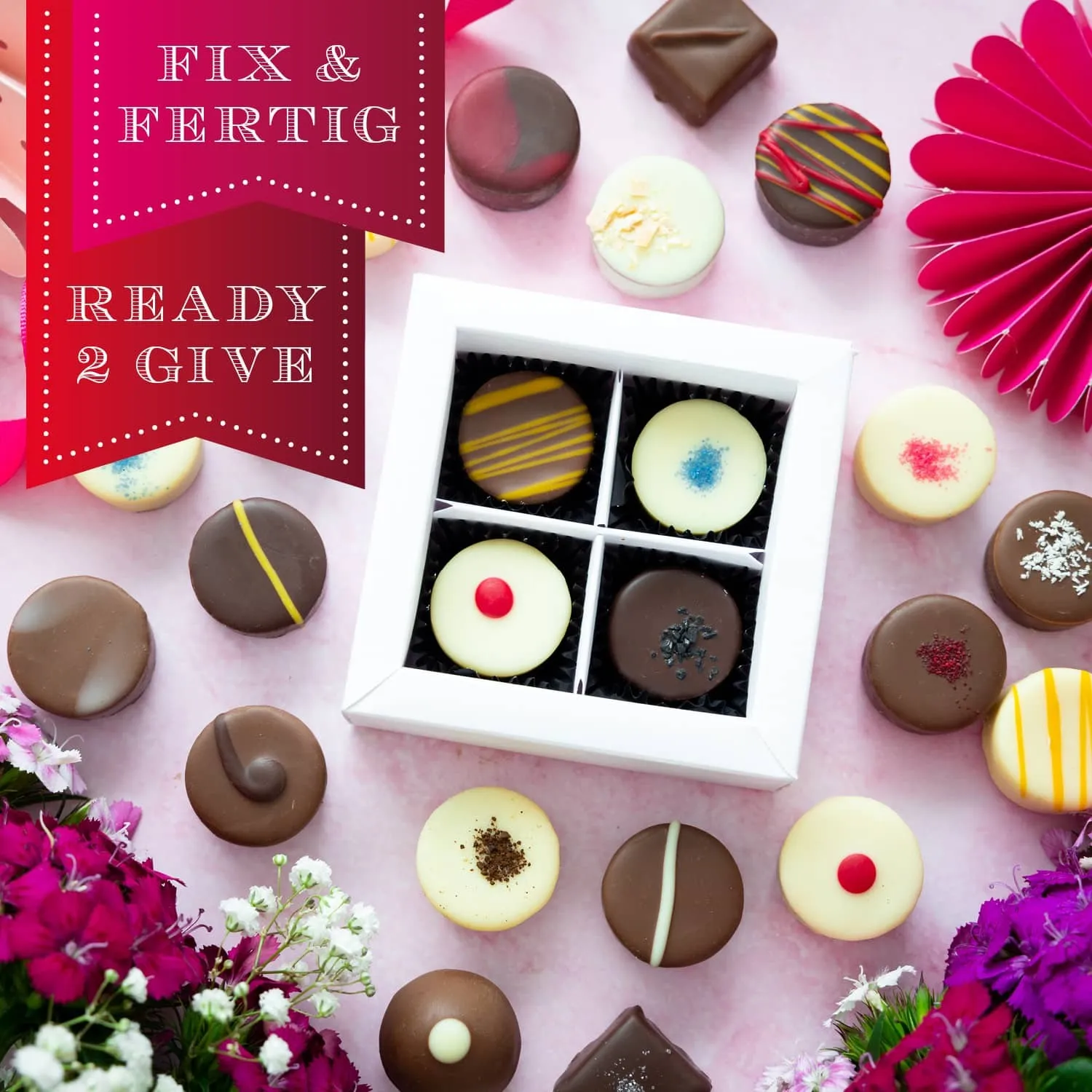 HANDWERK STATT MASSENWARE - Edition \Pink, Zum Valentinstag\: Vergiss billig produzierte Standard-Pralinen mit schöner Verpackung - entscheidend ist nicht nur der erste Eindruck, sondern der Geschmack, der noch lange in Erinnerung bleibt