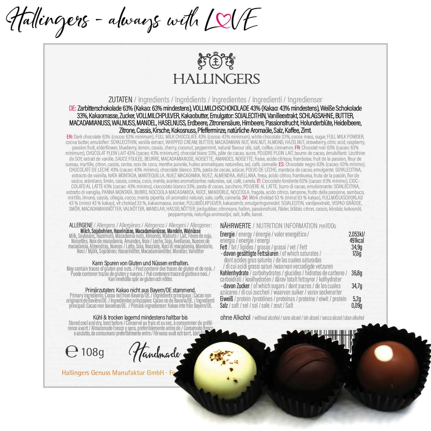 Herzlichen Glückwunsch L - Pralinen, ohne Alkohol handmade