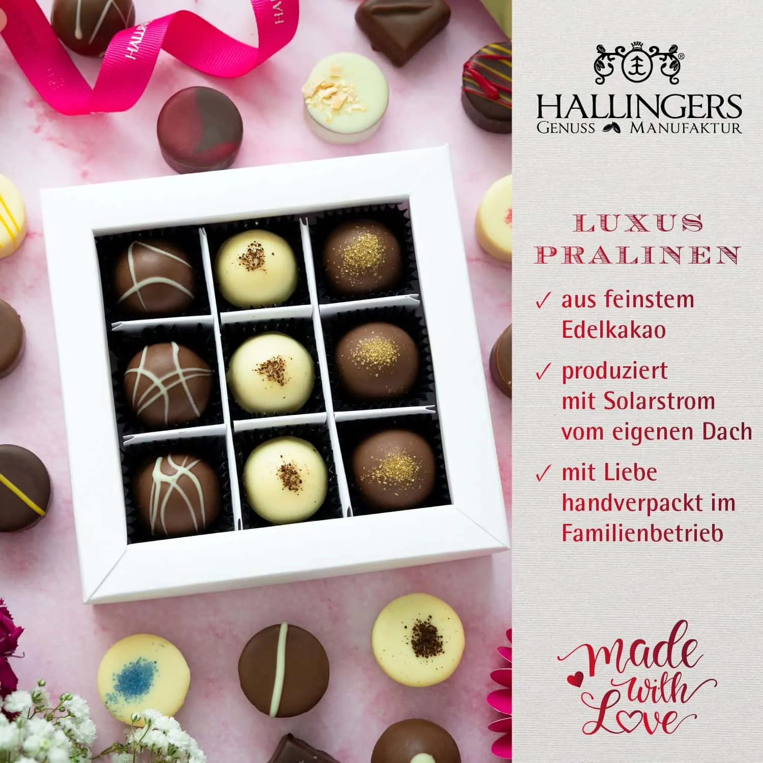 HANDWERK STATT MASSENWARE - Edition \Happy Birthday\: Vergiss billig produzierte Standard-Pralinen mit schöner Verpackung - entscheidend ist nicht nur der erste Eindruck, sondern der Geschmack, der noch lange in Erinnerung bleibt