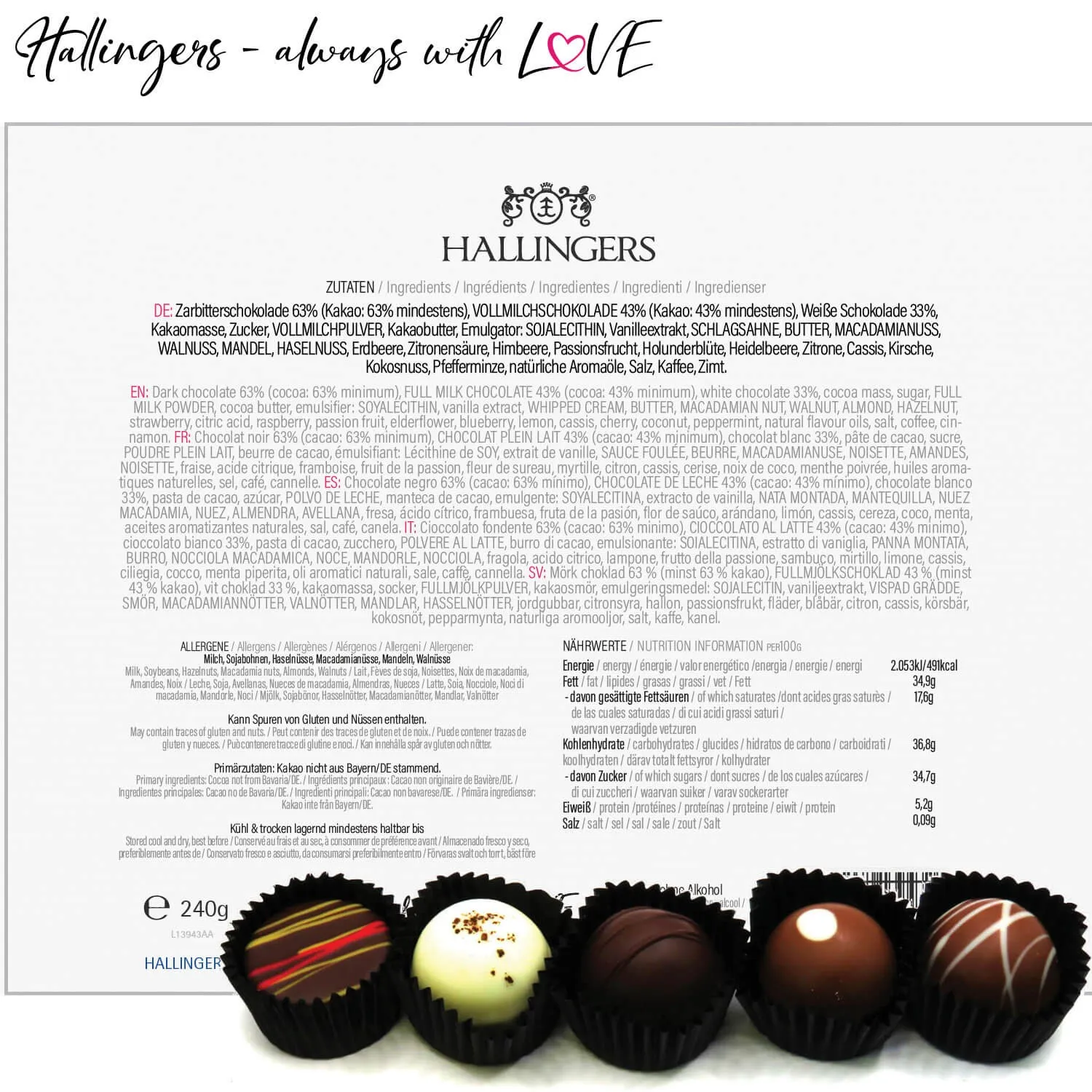 Happy Birthday XL - Pralinen, ohne Alkohol handmade