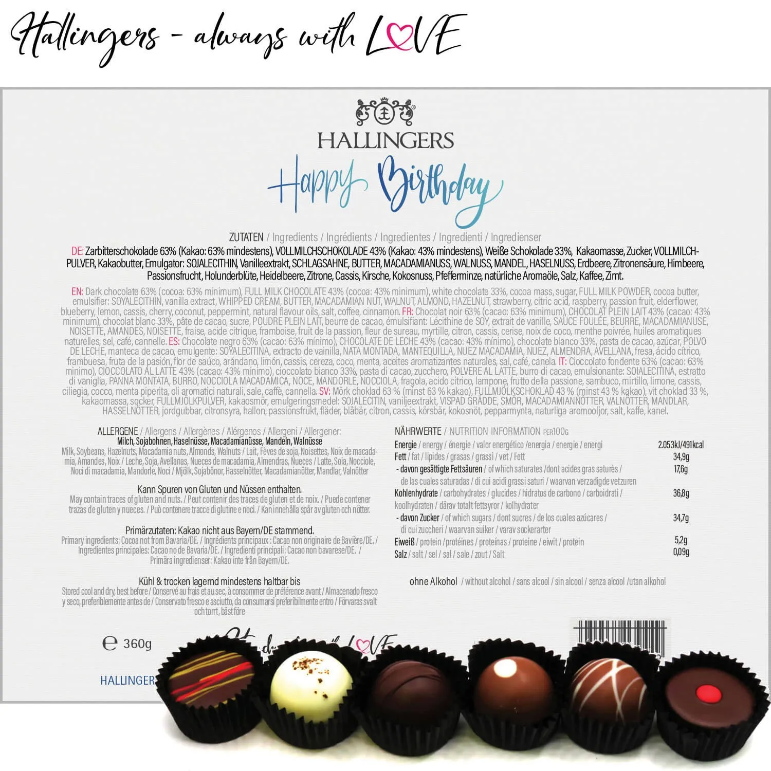 Happy Birthday XXL - Pralinen, ohne Alkohol handmade