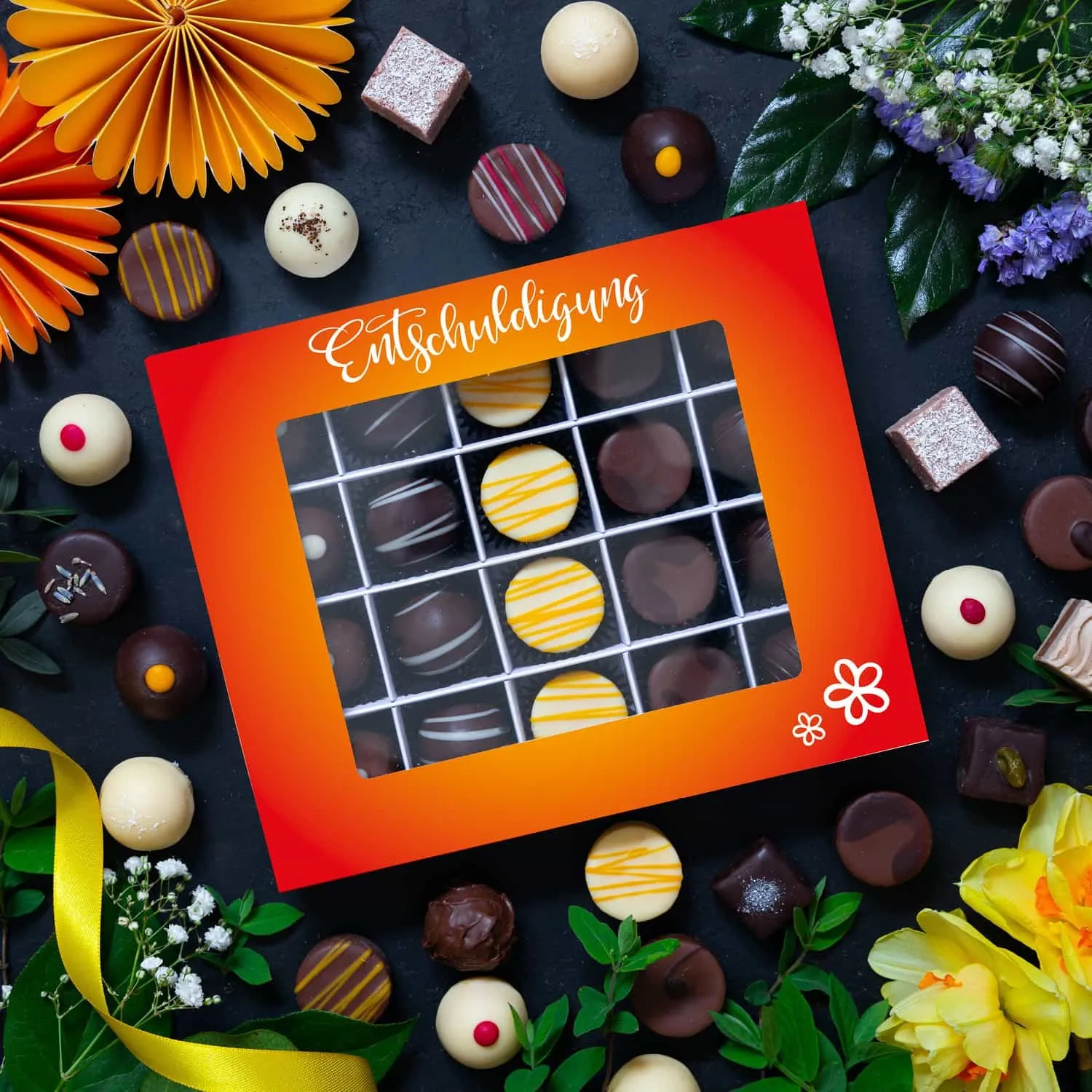 PRALINEN GESCHENKBOX OHNE ALKOHOL - Edle handgemachte Pralinen aus feinstem Confiserie-Edelkakao, stilvoll verpackt in einer hochwertigen XL-Geschenkbox. Exklusiver Schokoladengenuss für besondere Anlässe & genussvolle Momente