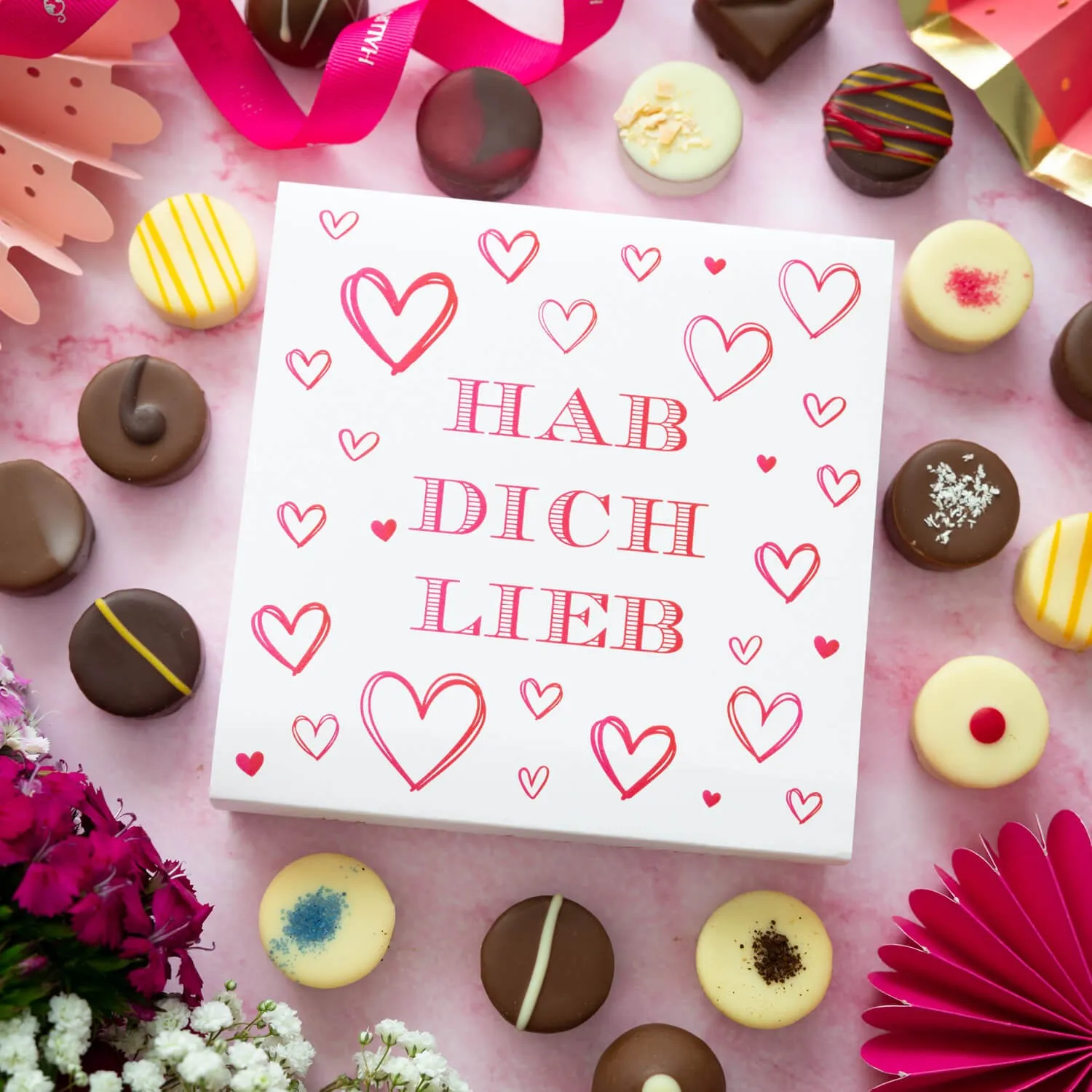 PRALINEN GESCHENKBOX OHNE ALKOHOL - Edle handgemachte Pralinen aus feinstem Confiserie-Edelkakao, stilvoll verpackt in einer hochwertigen L-Geschenkbox. Exklusiver Schokoladengenuss für besondere Anlässe & genussvolle Momente