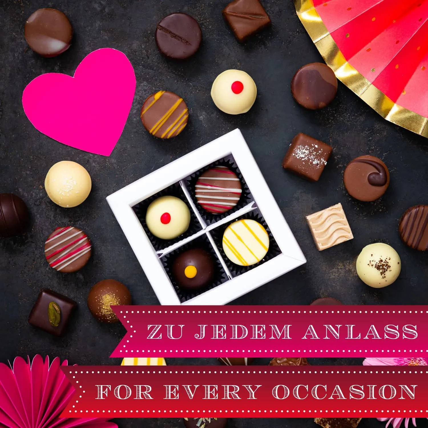 HANDWERK STATT MASSENWARE - Edition \Love Pink\: Vergiss billig produzierte Standard-Pralinen mit schöner Verpackung - entscheidend ist nicht nur der erste Eindruck, sondern der Geschmack, der noch lange in Erinnerung bleibt