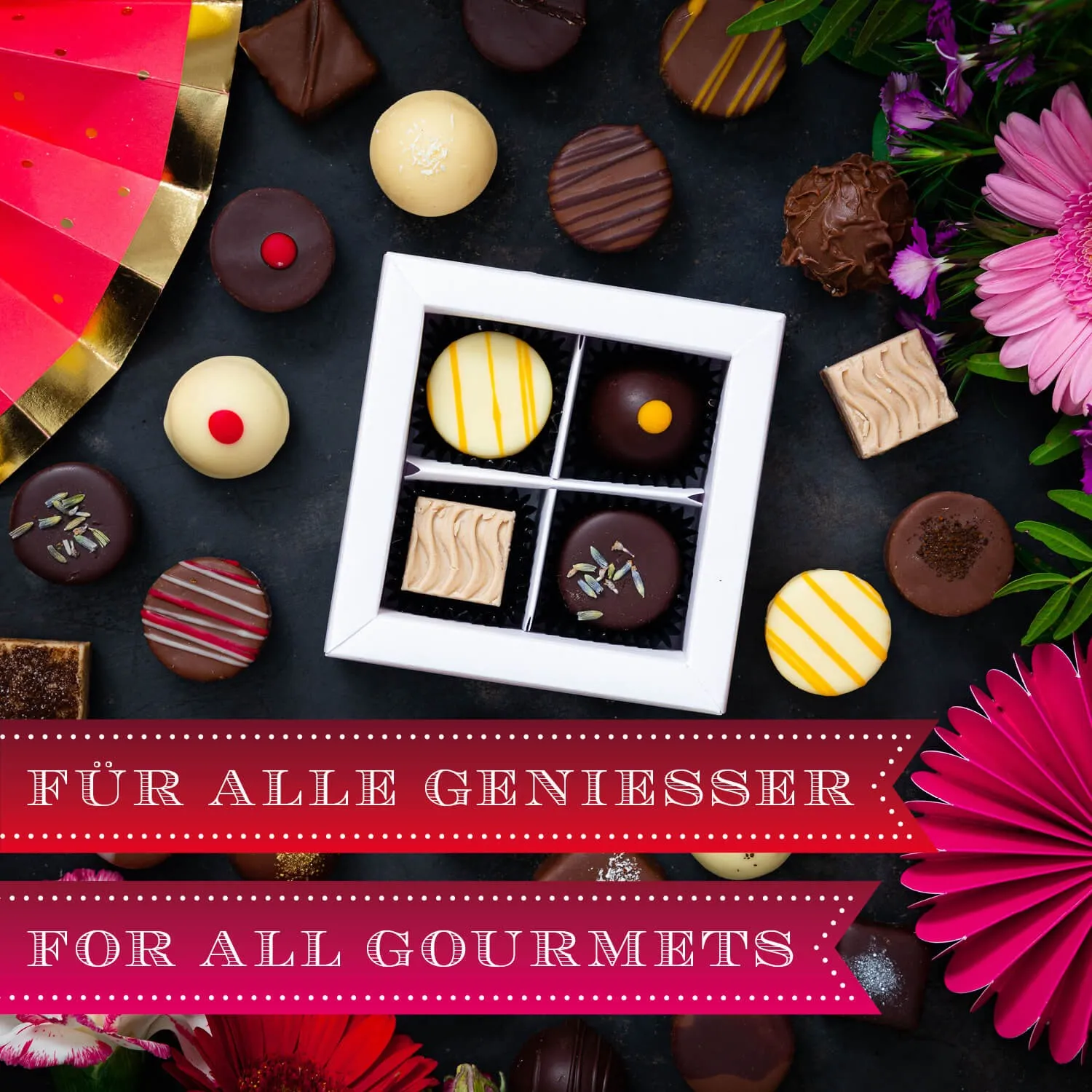 HANDWERK STATT MASSENWARE - Edition \Love Black\: Vergiss billig produzierte Standard-Pralinen mit schöner Verpackung - entscheidend ist nicht nur der erste Eindruck, sondern der Geschmack, der noch lange in Erinnerung bleibt