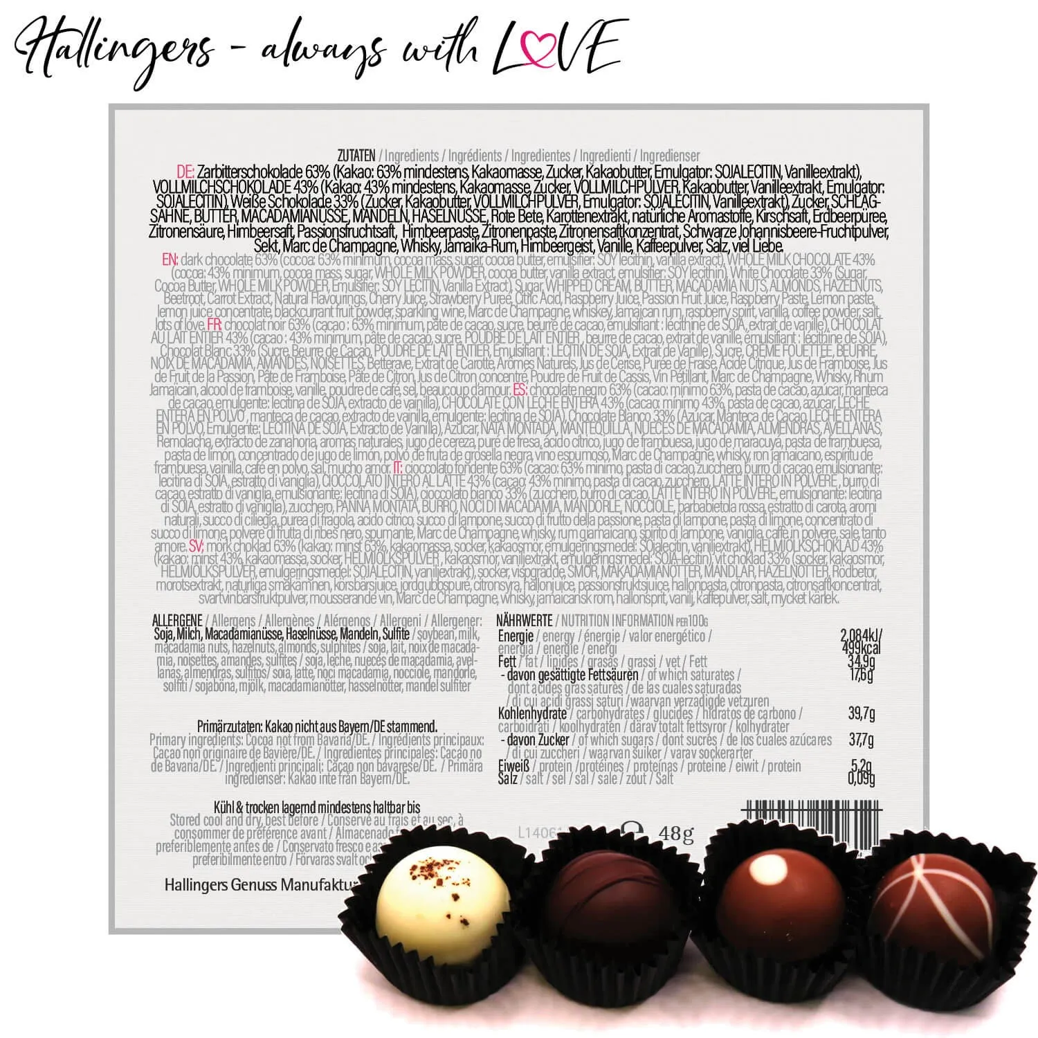Love Black - Pralinen, mit & ohne Alkohol