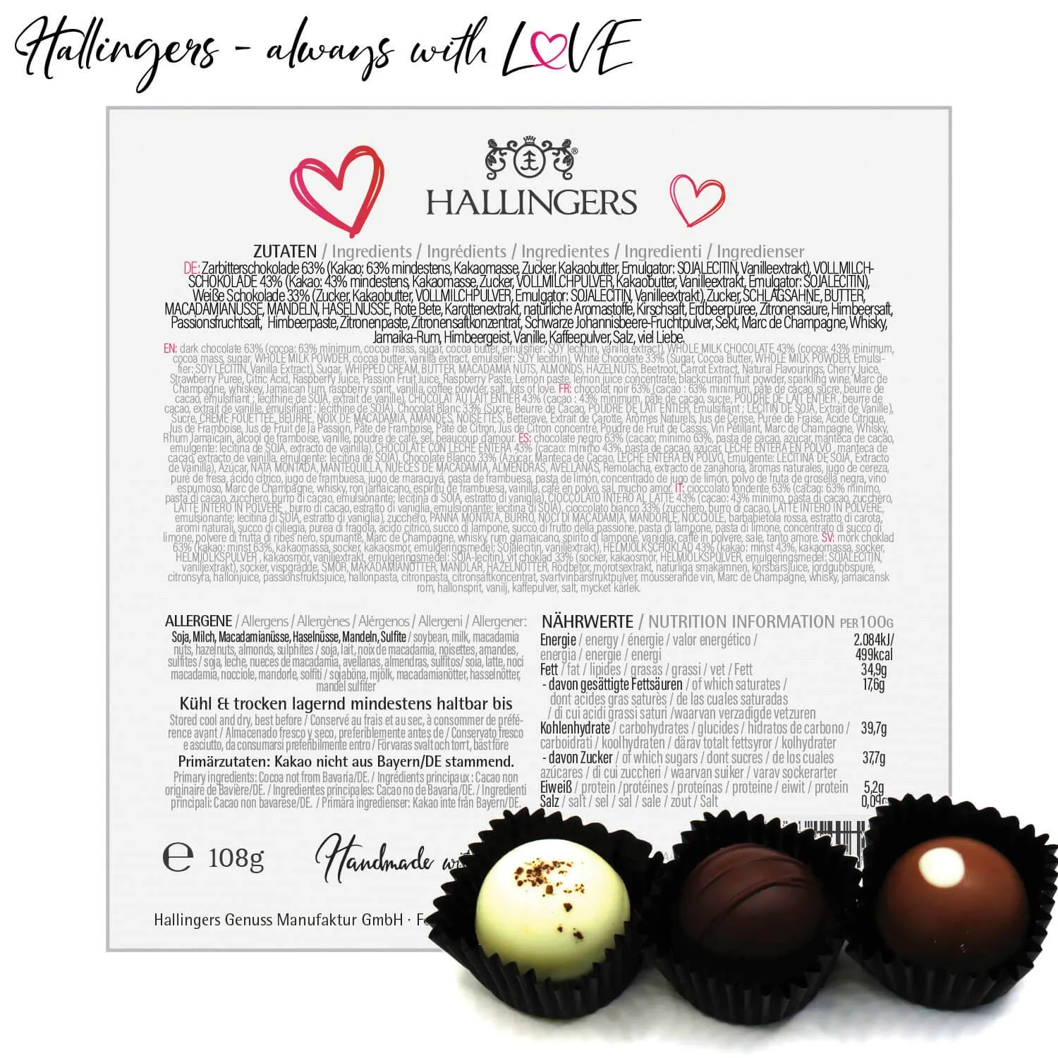 Love Black L - Pralinen, mit & ohne Alkohol