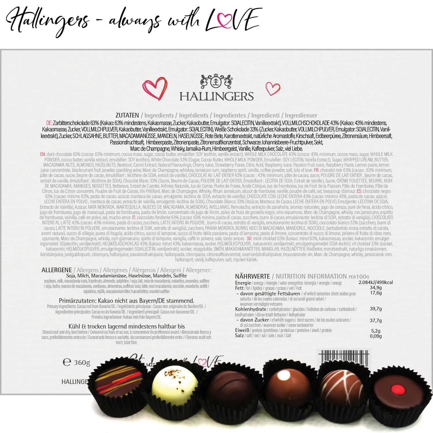 Love Black XXL - Pralinen, mit & ohne Alkohol