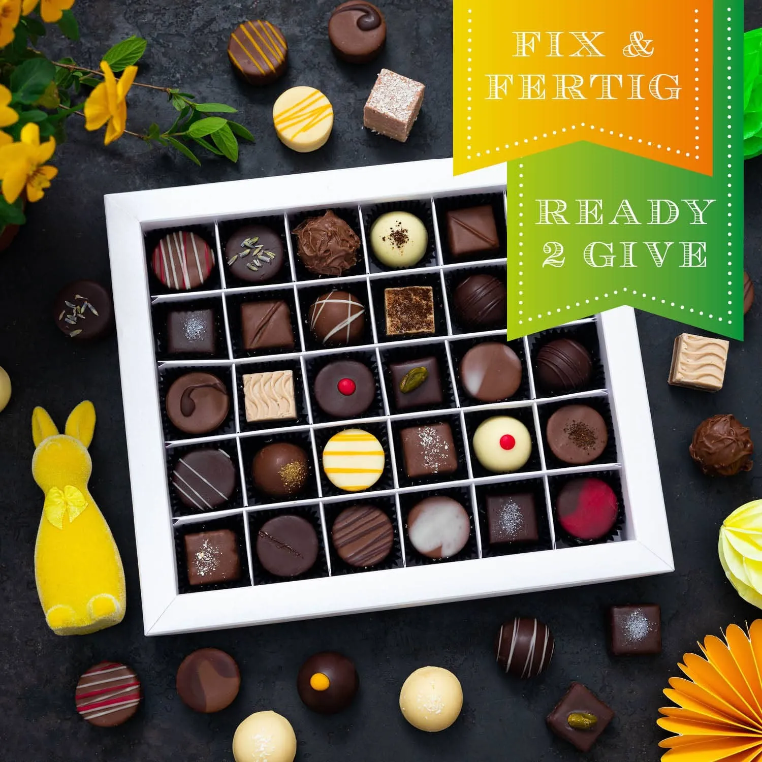 HANDWERK STATT MASSENWARE - Edition \Frohe Ostern Osterei\: Vergiss billig produzierte Standard-Pralinen mit schöner Verpackung - entscheidend ist nicht nur der erste Eindruck, sondern der Geschmack, der noch lange in Erinnerung bleibt