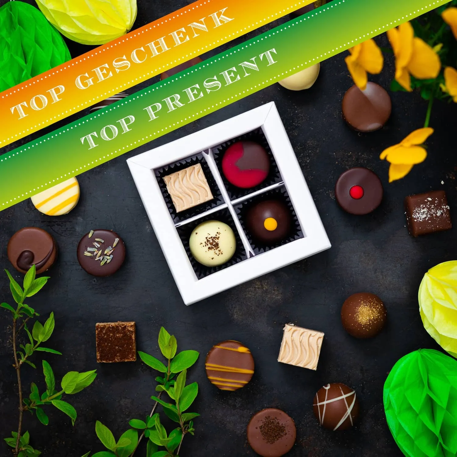 HANDWERK STATT MASSENWARE - Edition \Frohe Ostern Black\: Vergiss billig produzierte Standard-Pralinen mit schöner Verpackung - entscheidend ist nicht nur der erste Eindruck, sondern der Geschmack, der noch lange in Erinnerung bleibt