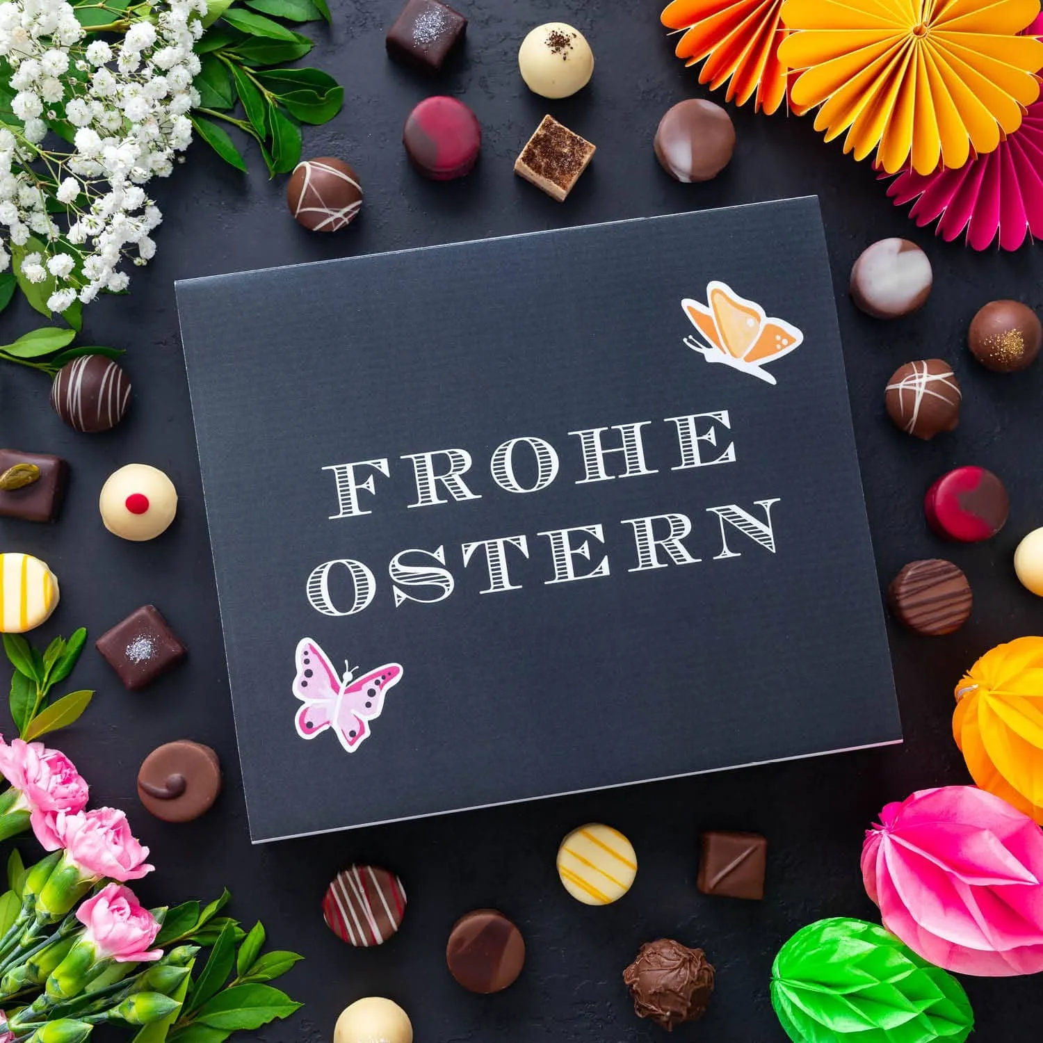 PRALINEN GESCHENKBOX OHNE ALKOHOL - Edle handgemachte Pralinen aus feinstem Confiserie-Edelkakao, stilvoll verpackt in einer hochwertigen XXL-Geschenkbox. Exklusiver Schokoladengenuss für besondere Anlässe & genussvolle Momente