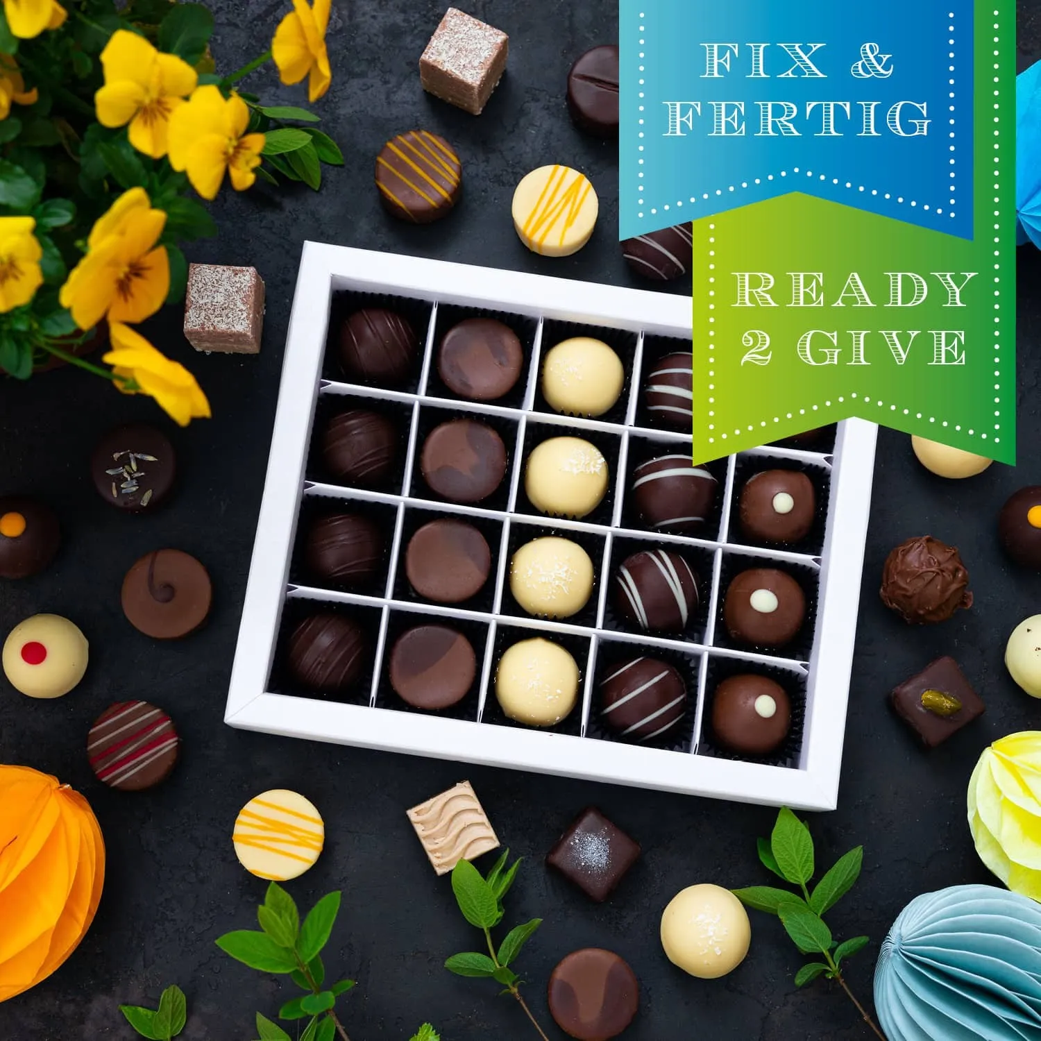 HANDWERK STATT MASSENWARE - Edition \Happy Easter\: Vergiss billig produzierte Standard-Pralinen mit schöner Verpackung - entscheidend ist nicht nur der erste Eindruck, sondern der Geschmack, der noch lange in Erinnerung bleibt