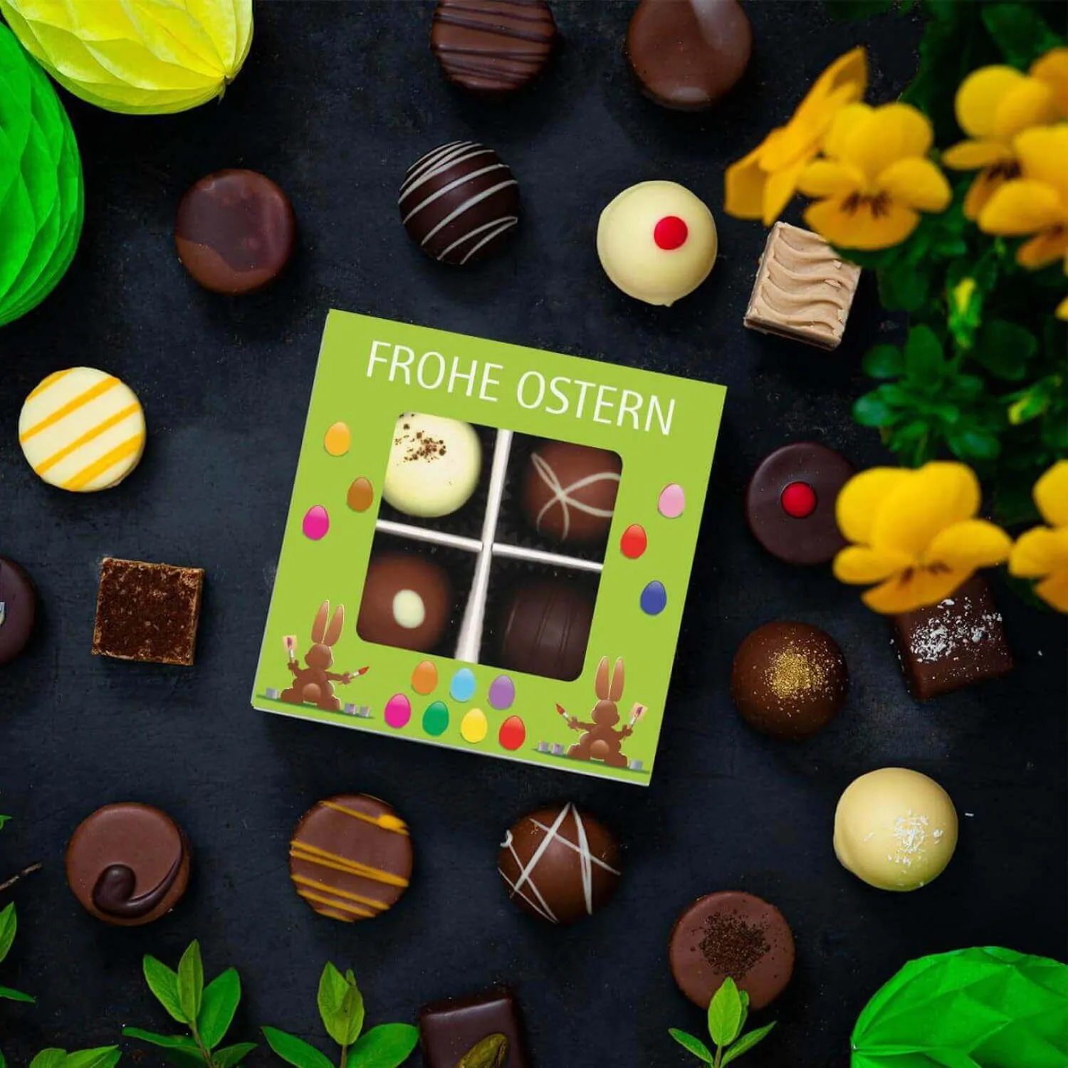 PRALINEN GESCHENKBOX MIT & OHNE ALKOHOL - Edle handgemachte Pralinen aus feinstem Confiserie-Edelkakao, stilvoll verpackt in einer hochwertigen Geschenkbox. Exklusiver Schokoladengenuss für besondere Anlässe & genussvolle Momente