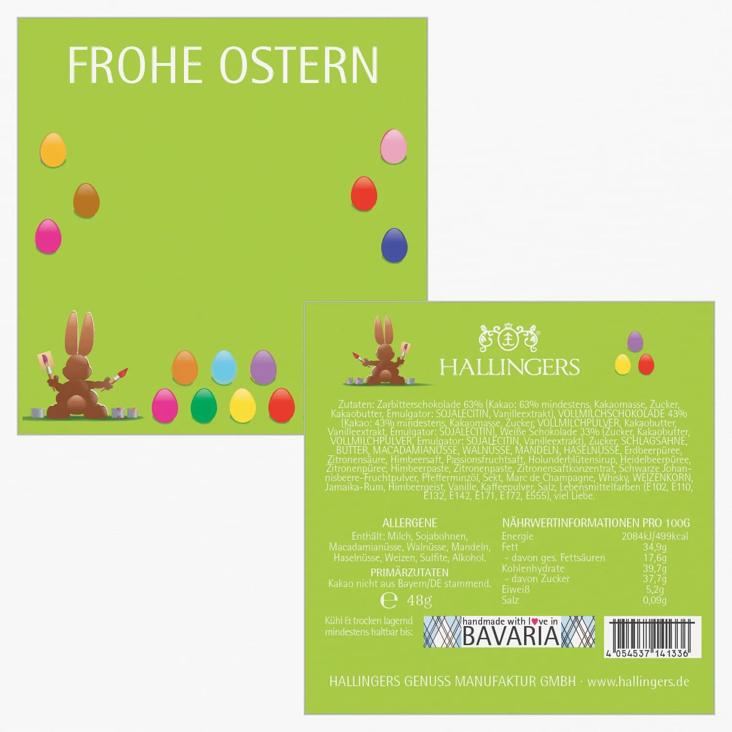 Frohe Ostern grün - Pralinen, mit & ohne Alkohol