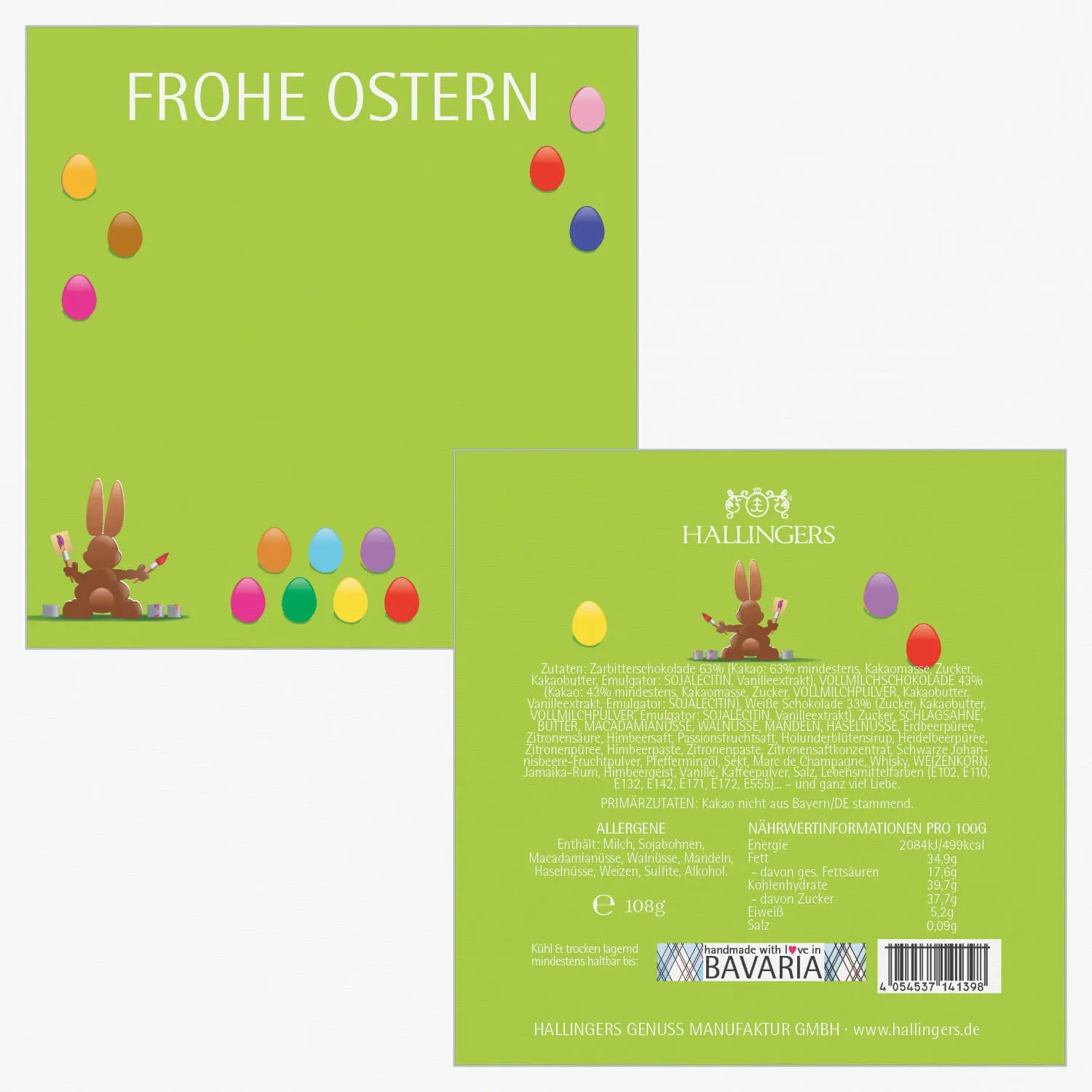 Frohe Ostern grün L - Pralinen, mit & ohne Alkohol