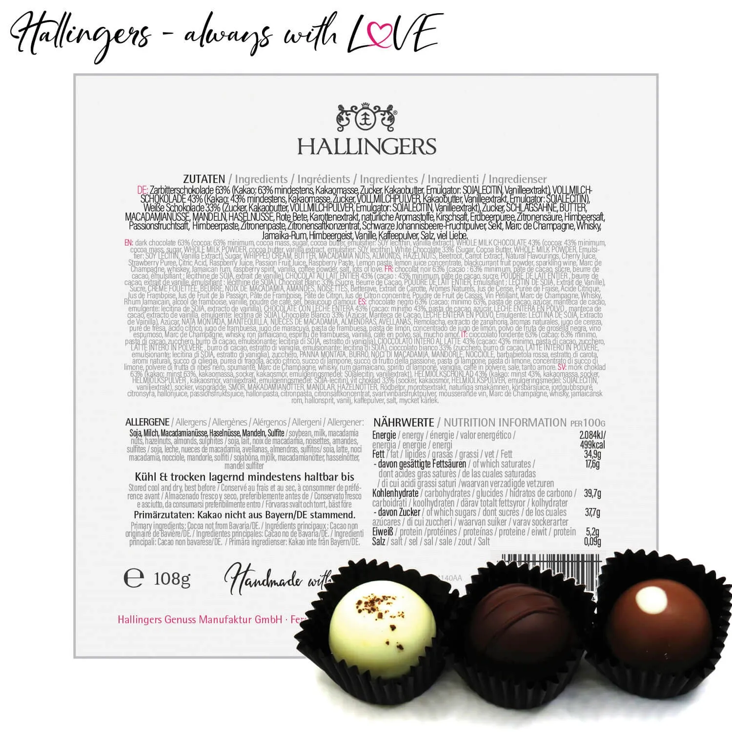 Frohe Ostern pink L - Pralinen, mit & ohne Alkohol