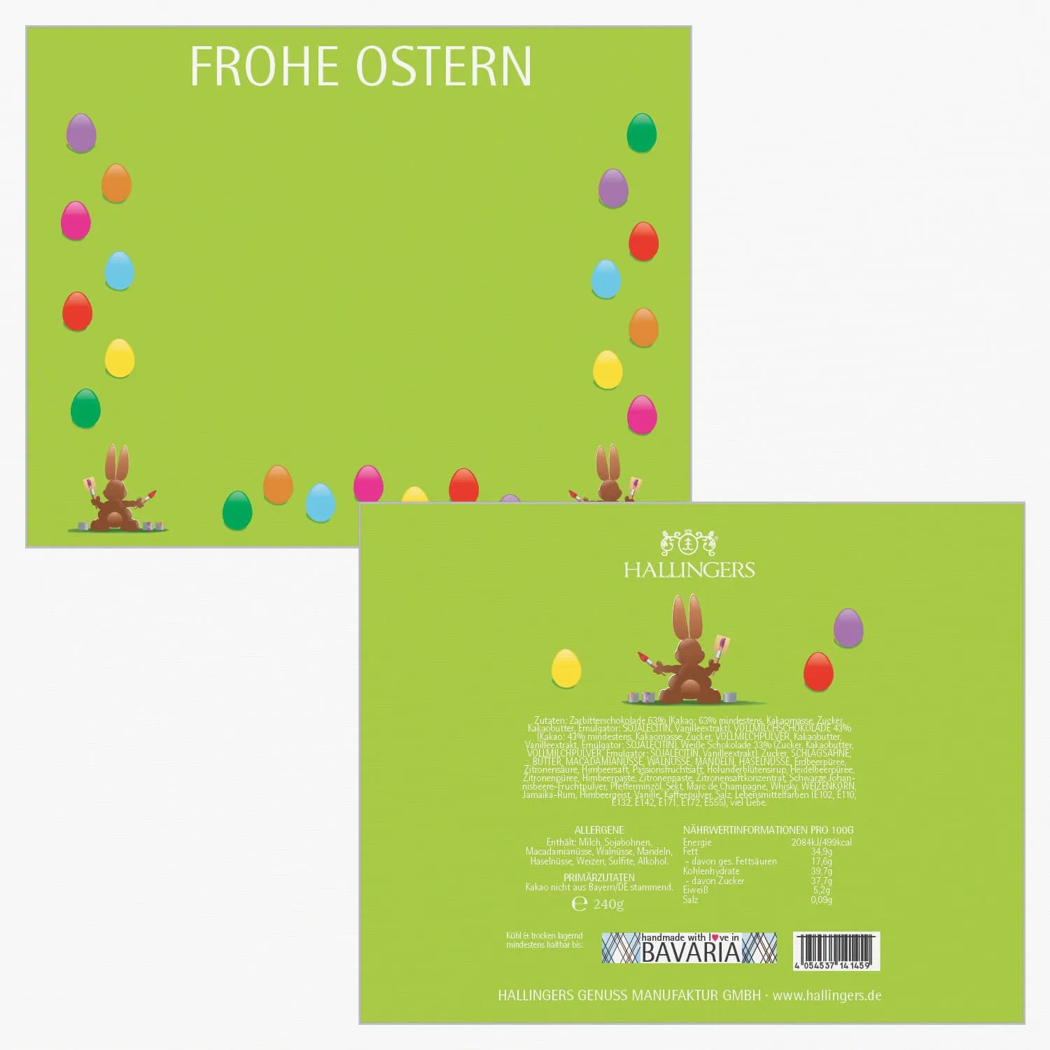 Frohe Ostern grün XL - Pralinen, mit & ohne Alkohol