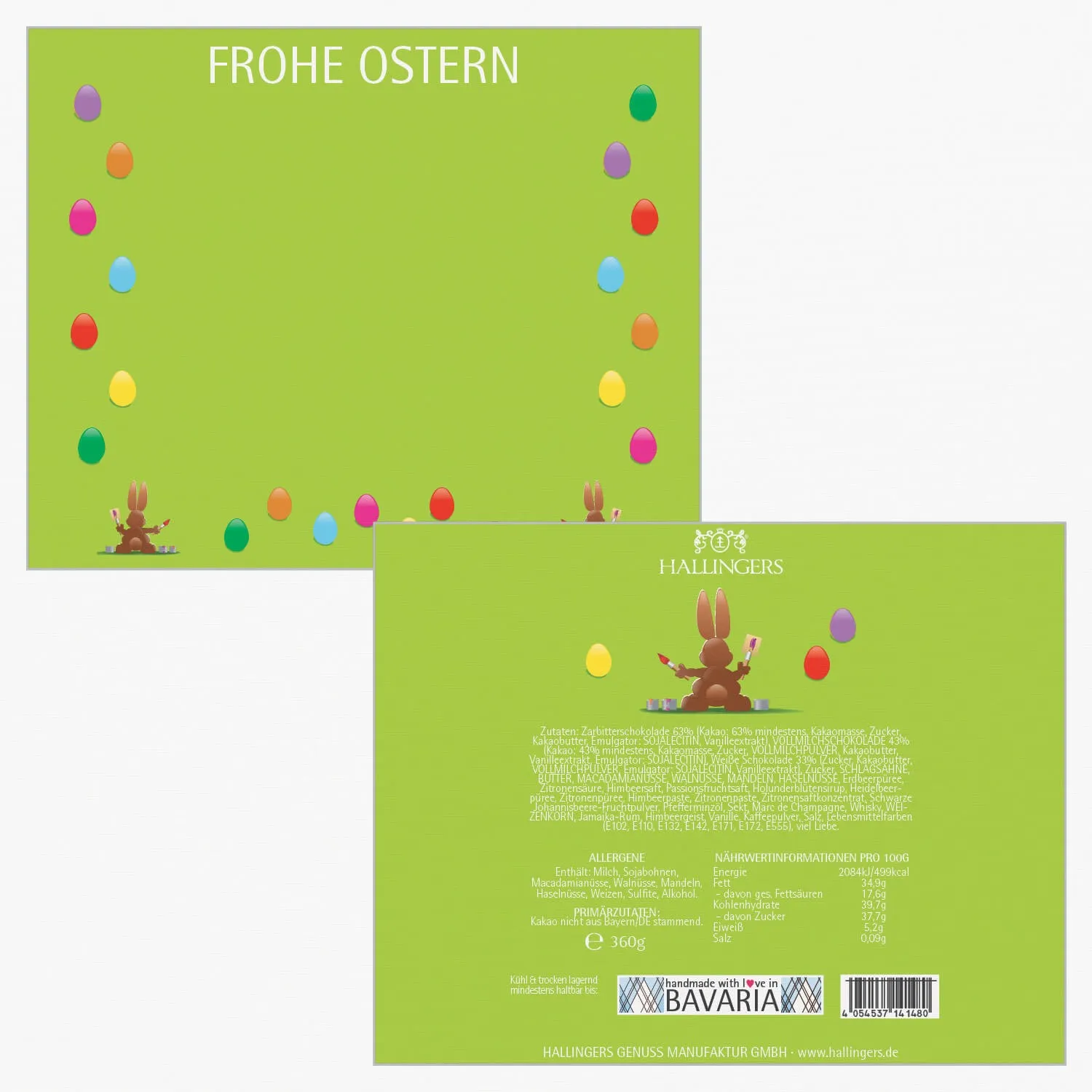 Frohe Ostern grün XXL - Pralinen, mit & ohne Alkohol
