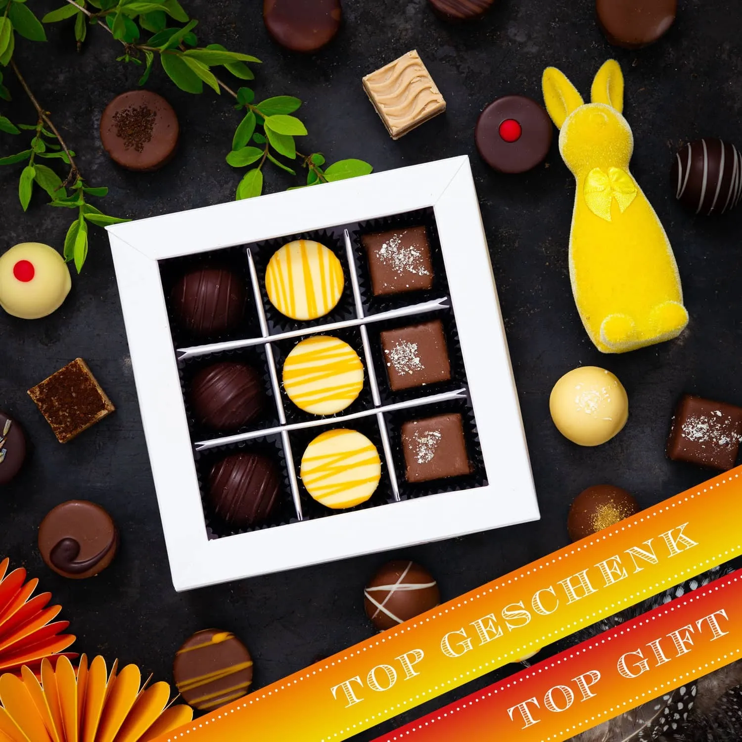 HANDWERK STATT MASSENWARE - Edition \Fröhliche Ostern\: Vergiss billig produzierte Standard-Pralinen mit schöner Verpackung - entscheidend ist nicht nur der erste Eindruck, sondern der Geschmack, der noch lange in Erinnerung bleibt