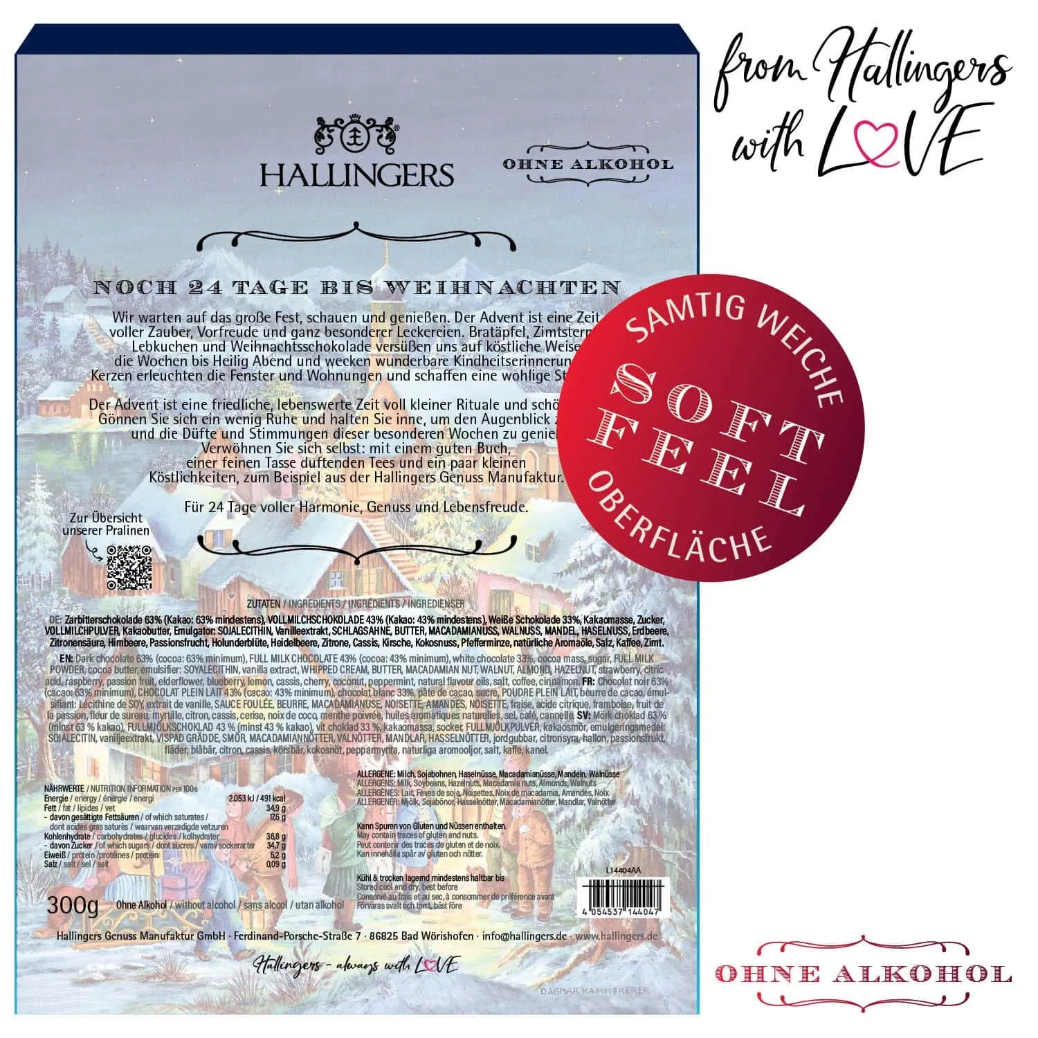 Adventskalender Bergdorf - Pralinen, ohne Alkohol handmade