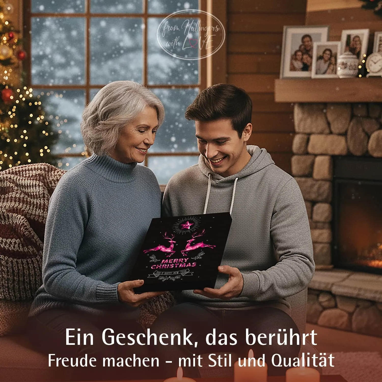 Adventskalender Pinke Elche - Pralinen, ohne Alkohol handmade