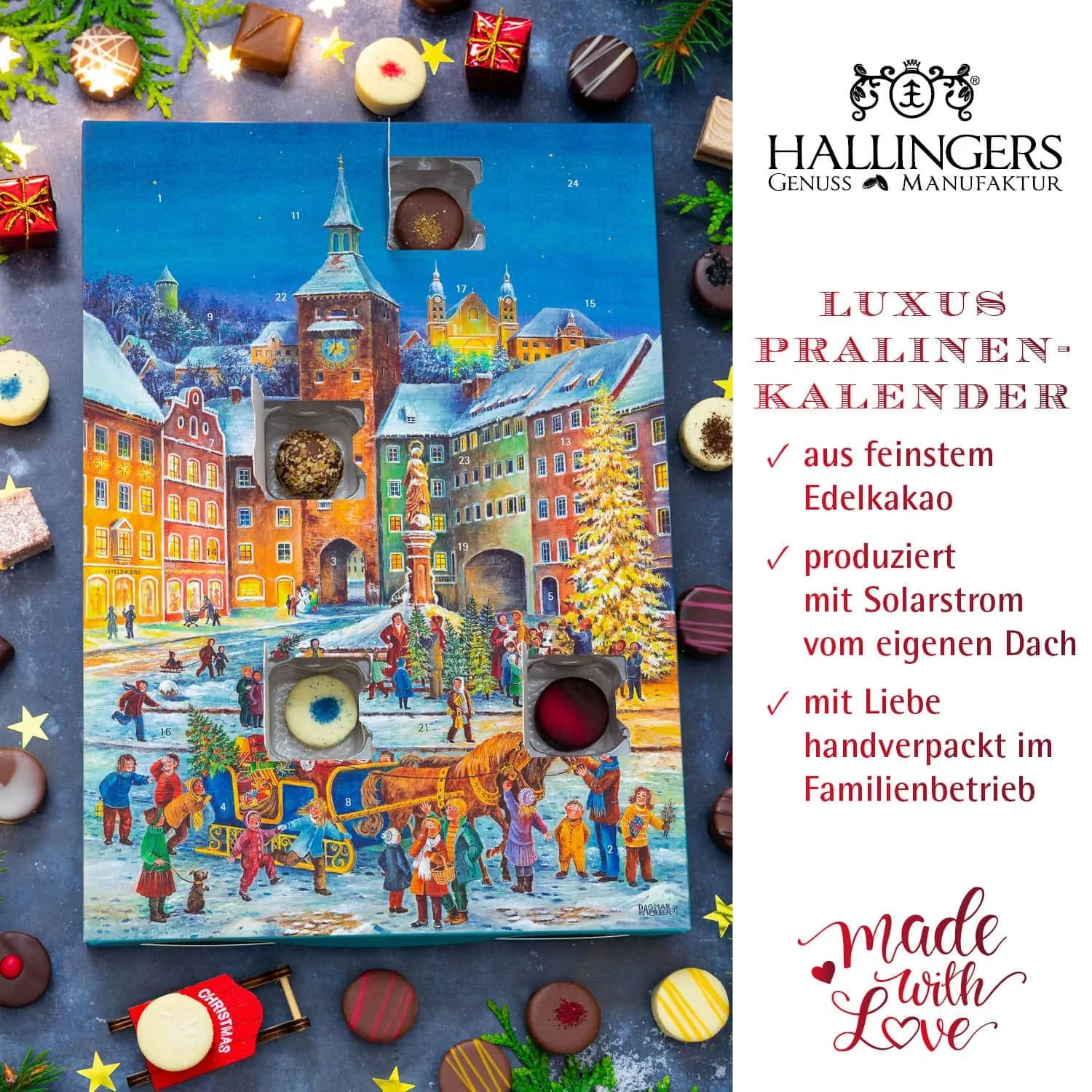 HANDWERK STATT MASSENWARE - Edition \Romantische Weihnachten\: Vergiss billig produzierte Standard-Pralinen mit schöner Verpackung - entscheidend ist nicht nur der erste Eindruck, sondern der Geschmack, der noch lange in Erinnerung bleibt