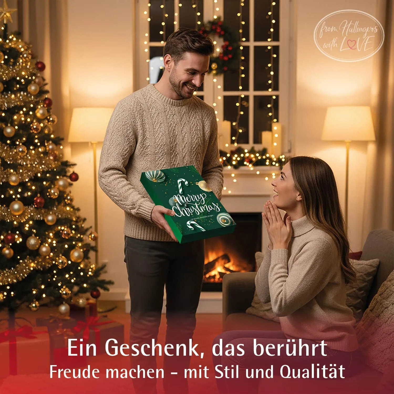 Adventskalender Merry Christmas vegan - Vegane Pralinen, mit & ohne Alkohol