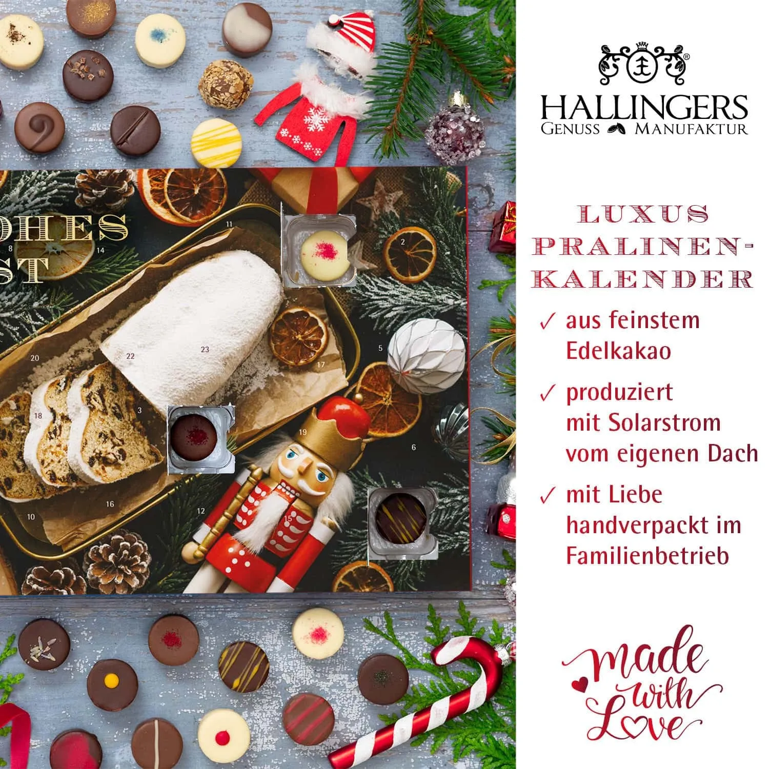 HANDWERK STATT MASSENWARE - Edition \Adventsstimmung\: Kein veganer Kompromiss, sondern Pralinen auf einem Niveau, das selbst überzeugte Schokoladenliebhaber überrascht und industrielle Standardware alt aussehen lässt