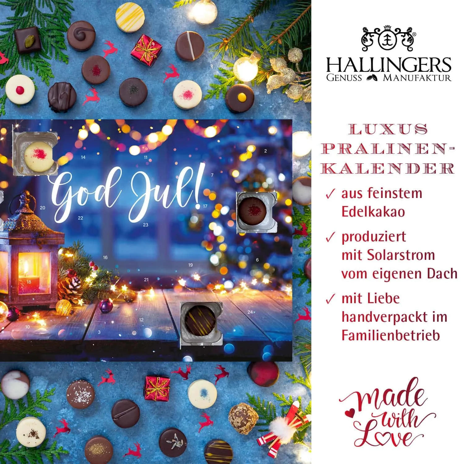 HANDWERK STATT MASSENWARE - Edition \God Jul\: Vergiss billig produzierte Standard-Pralinen mit schöner Verpackung - entscheidend ist nicht nur der erste Eindruck, sondern der Geschmack, der noch lange in Erinnerung bleibt