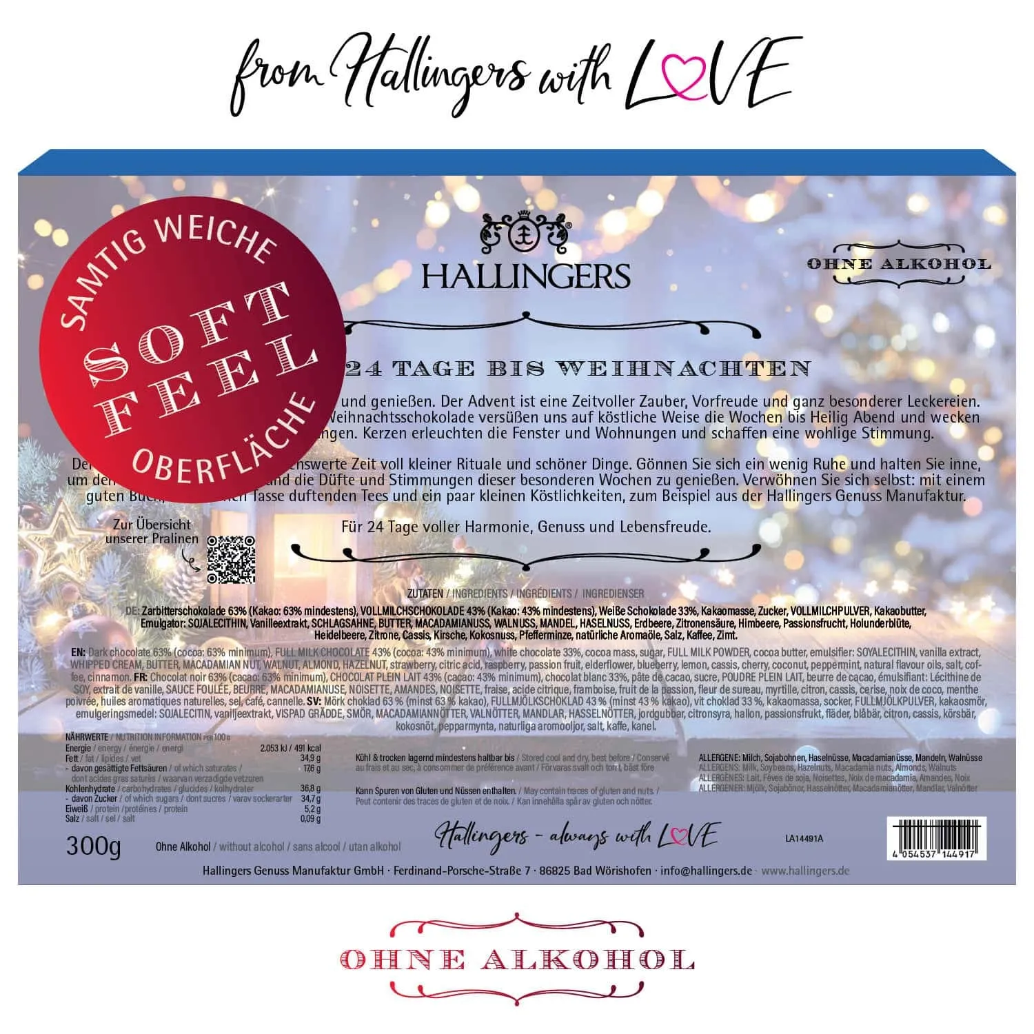 Adventskalender God Jul - Pralinen, ohne Alkohol handmade
