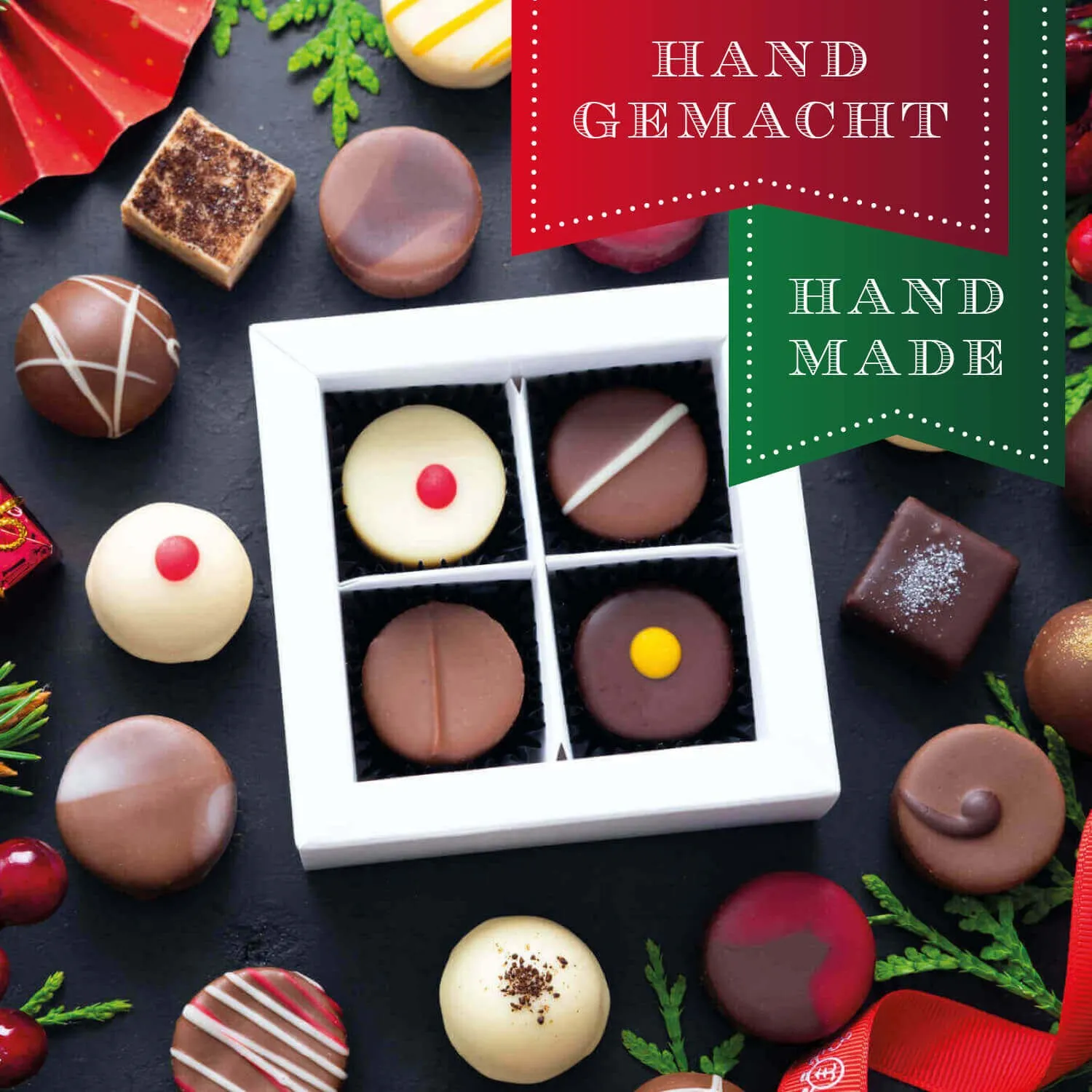 HANDWERK STATT MASSENWARE - Edition \Gruß vom Nikolaus\: Vergiss billig produzierte Standard-Pralinen mit schöner Verpackung - entscheidend ist nicht nur der erste Eindruck, sondern der Geschmack, der noch lange in Erinnerung bleibt