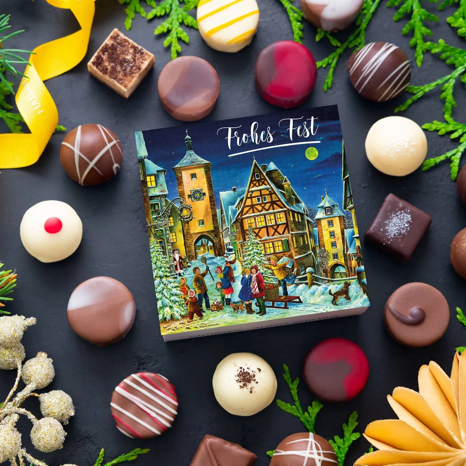 PRALINEN GESCHENKBOX OHNE ALKOHOL - Edle handgemachte Pralinen aus feinstem Confiserie-Edelkakao, stilvoll verpackt in einer hochwertigen Geschenkbox. Exklusiver Schokoladengenuss für besondere Anlässe & genussvolle Momente
