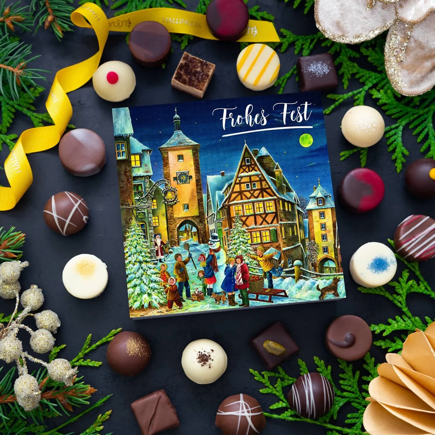 PRALINEN GESCHENKBOX OHNE ALKOHOL - Edle handgemachte Pralinen aus feinstem Confiserie-Edelkakao, stilvoll verpackt in einer hochwertigen L-Geschenkbox. Exklusiver Schokoladengenuss für besondere Anlässe & genussvolle Momente