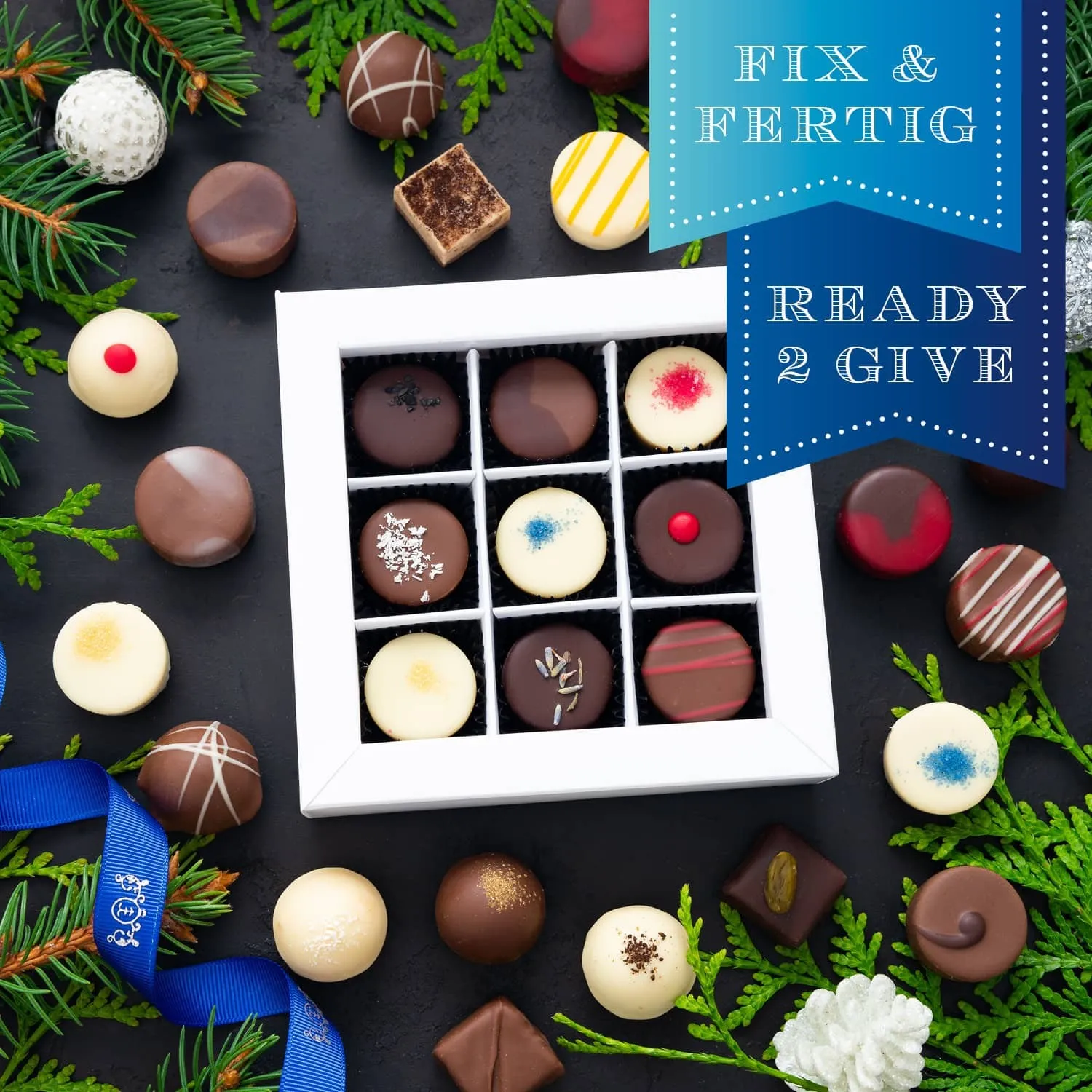 HANDWERK STATT MASSENWARE - Edition \Frohe Weihnachten LL\: Vergiss billig produzierte Standard-Pralinen mit schöner Verpackung - entscheidend ist nicht nur der erste Eindruck, sondern der Geschmack, der noch lange in Erinnerung bleibt