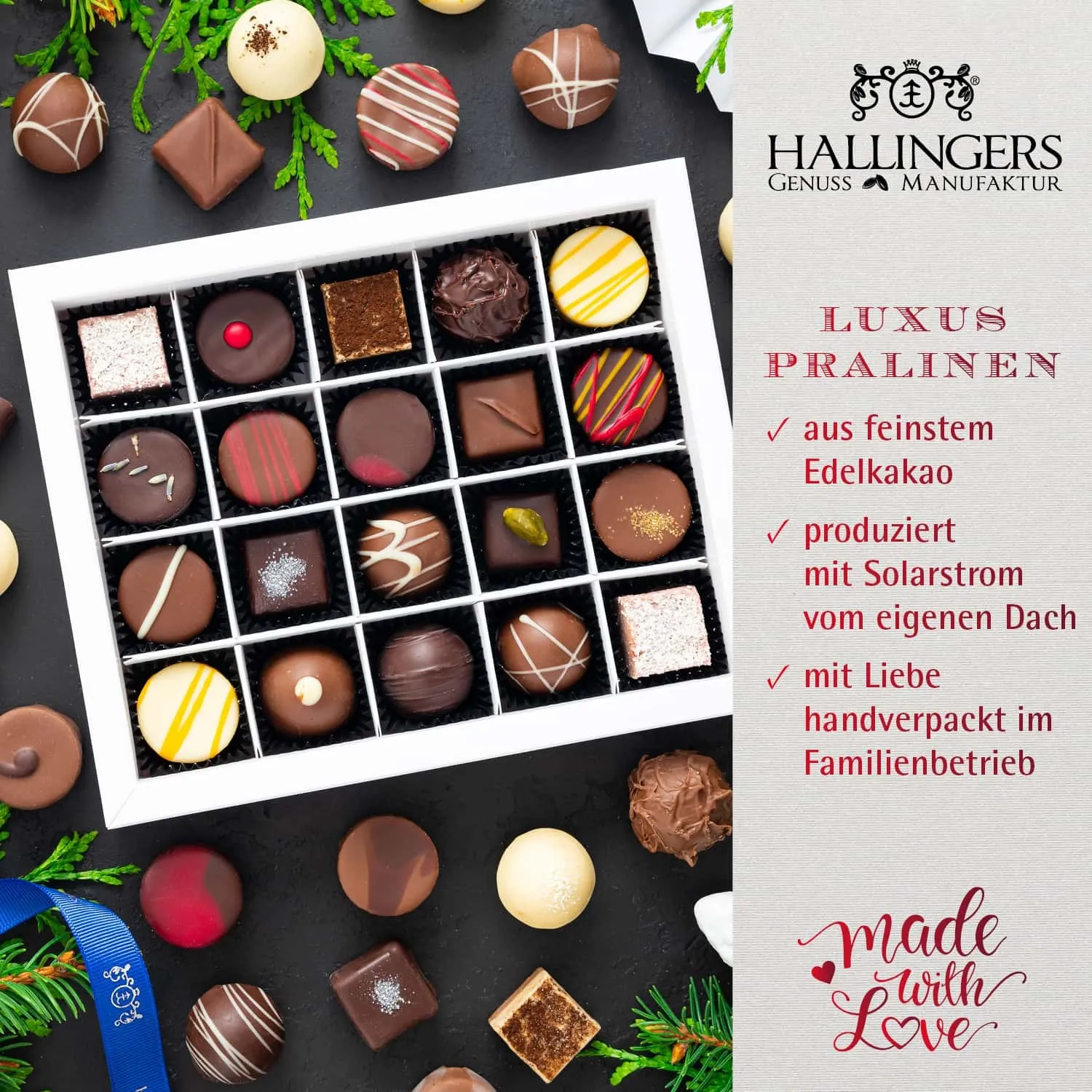 HANDWERK STATT MASSENWARE - Edition \Schöne Weihnachten\: Vergiss billig produzierte Standard-Pralinen mit schöner Verpackung - entscheidend ist nicht nur der erste Eindruck, sondern der Geschmack, der noch lange in Erinnerung bleibt