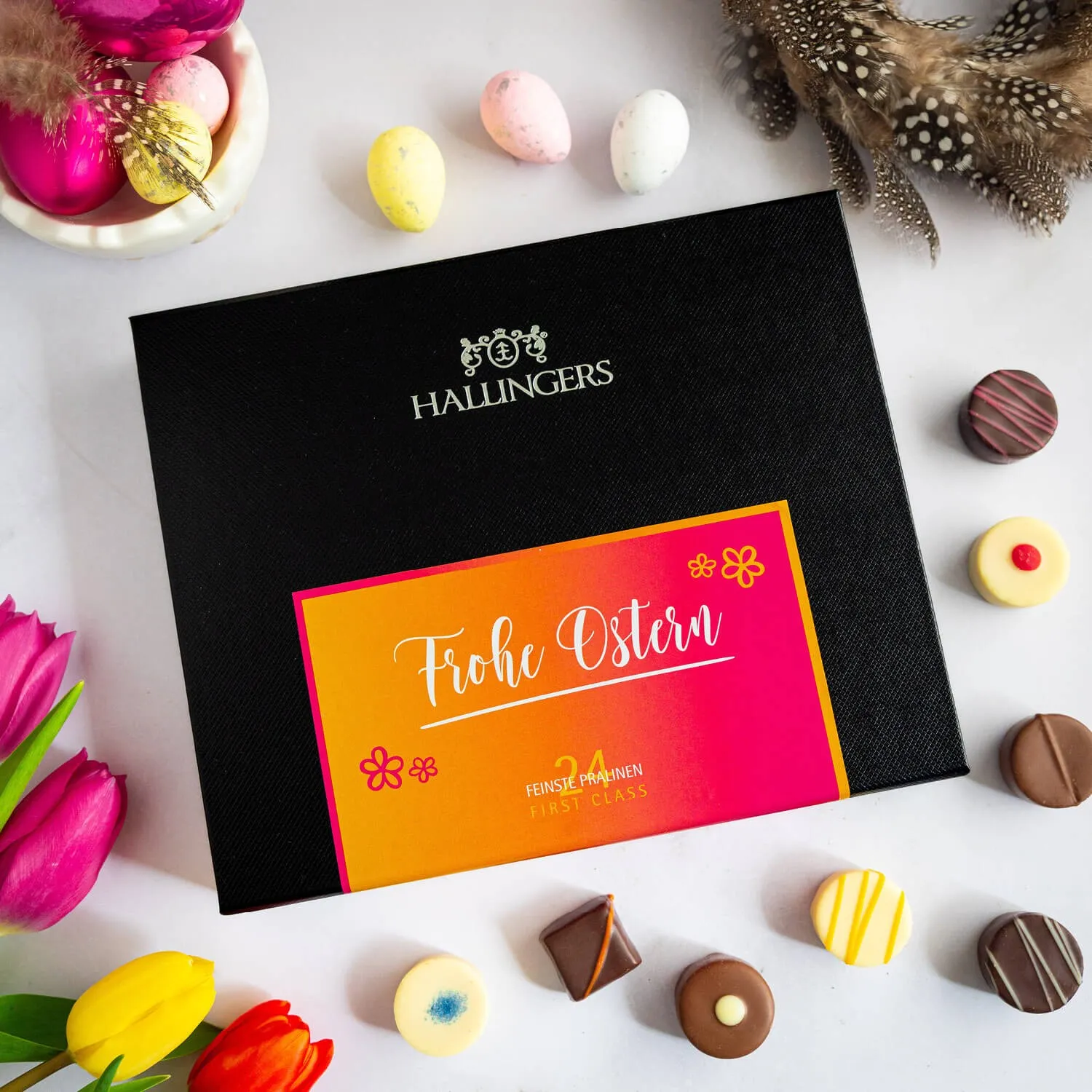 PRALINEN GESCHENKBOX OHNE ALKOHOL - Edle handgemachte Pralinen aus feinstem Confiserie-Edelkakao, stilvoll verpackt in einer hochwertigen FirstClass-Geschenkbox. Exklusiver Schokoladengenuss für besondere Anlässe & genussvolle Momente