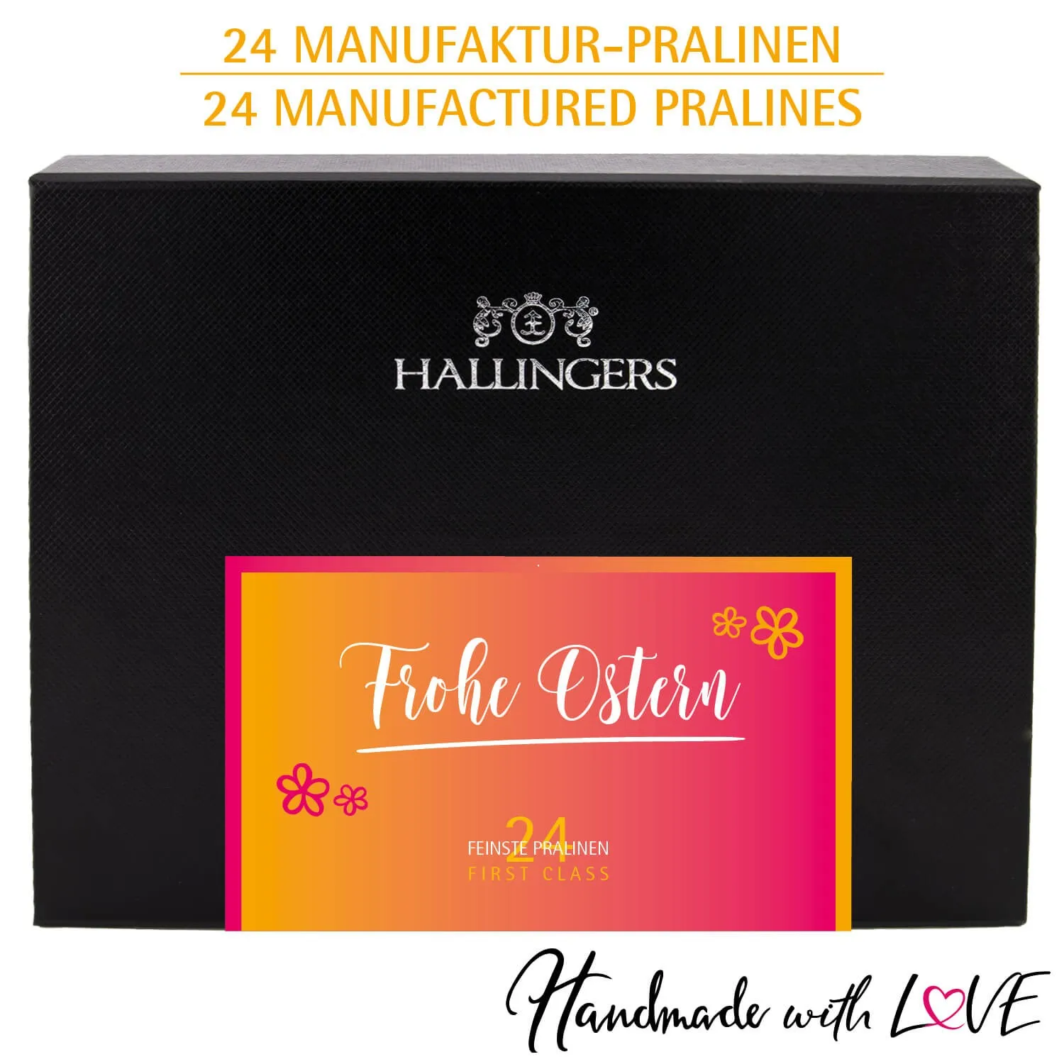 Frohe Ostern Pink - Pralinen, ohne Alkohol handmade