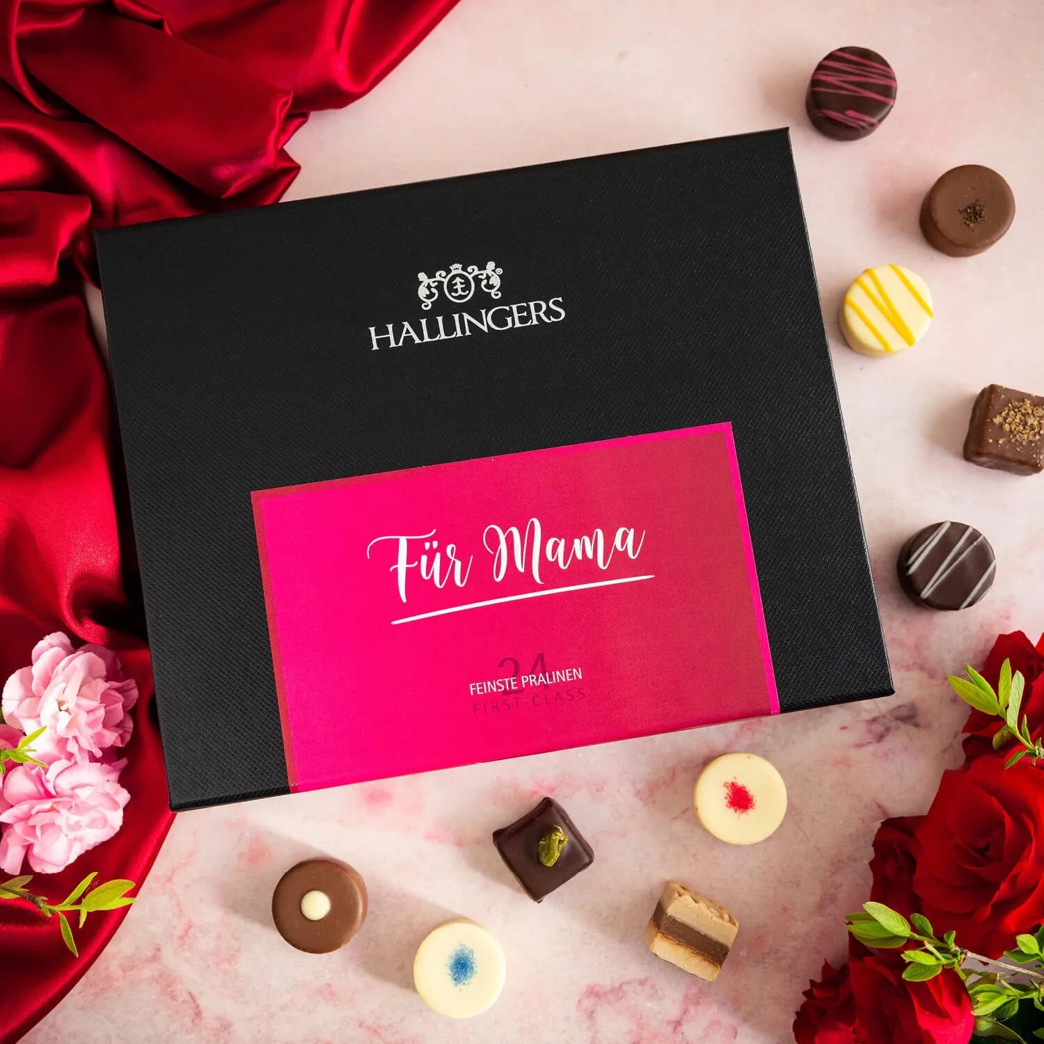 PRALINEN GESCHENKBOX OHNE ALKOHOL - Edle handgemachte Pralinen aus feinstem Confiserie-Edelkakao, stilvoll verpackt in einer hochwertigen FirstClass-Geschenkbox. Exklusiver Schokoladengenuss für besondere Anlässe & genussvolle Momente