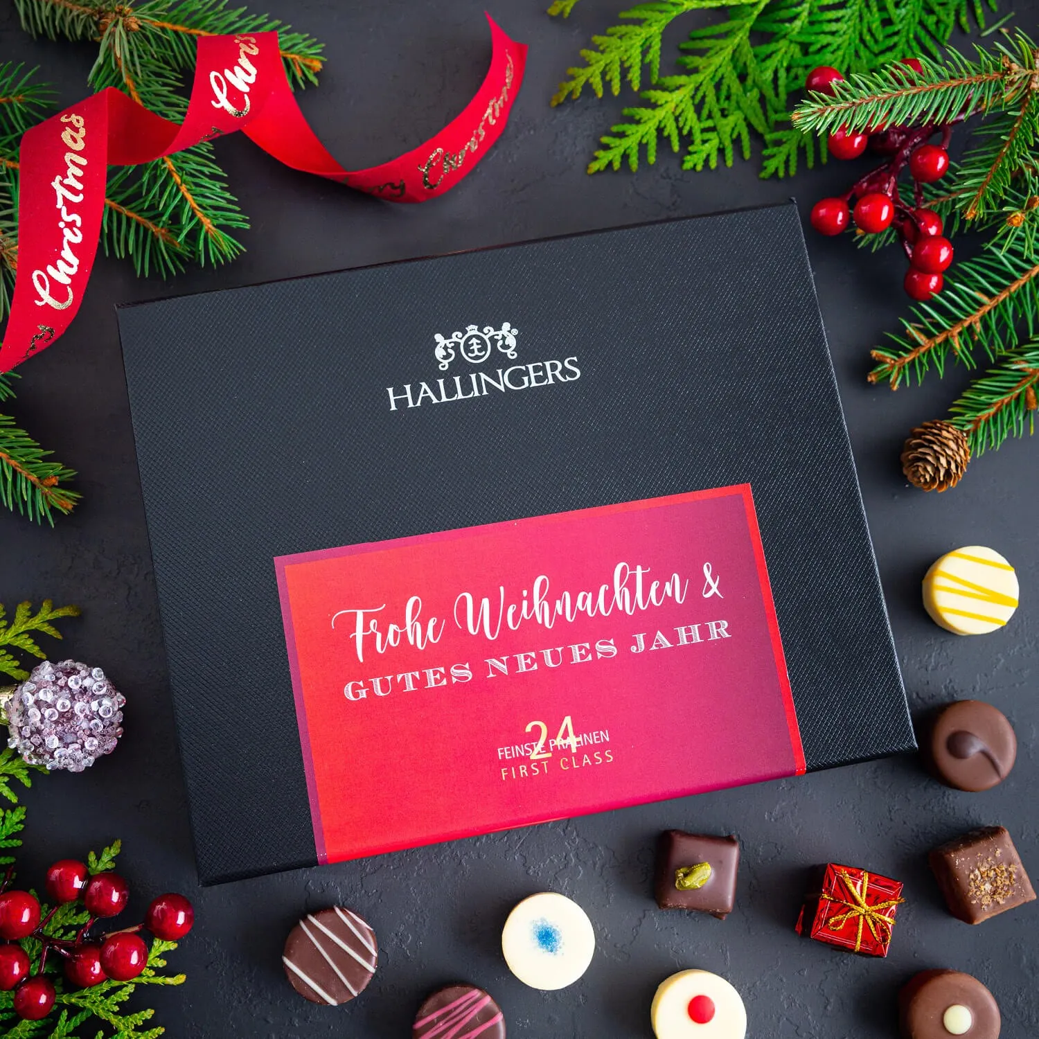 PRALINEN GESCHENKBOX OHNE ALKOHOL - Edle handgemachte Pralinen aus feinstem Confiserie-Edelkakao, stilvoll verpackt in einer hochwertigen FirstClass-Geschenkbox. Exklusiver Schokoladengenuss für besondere Anlässe & genussvolle Momente